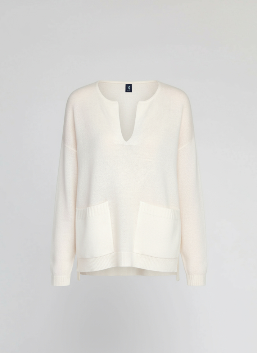 notch neckline sweater detail