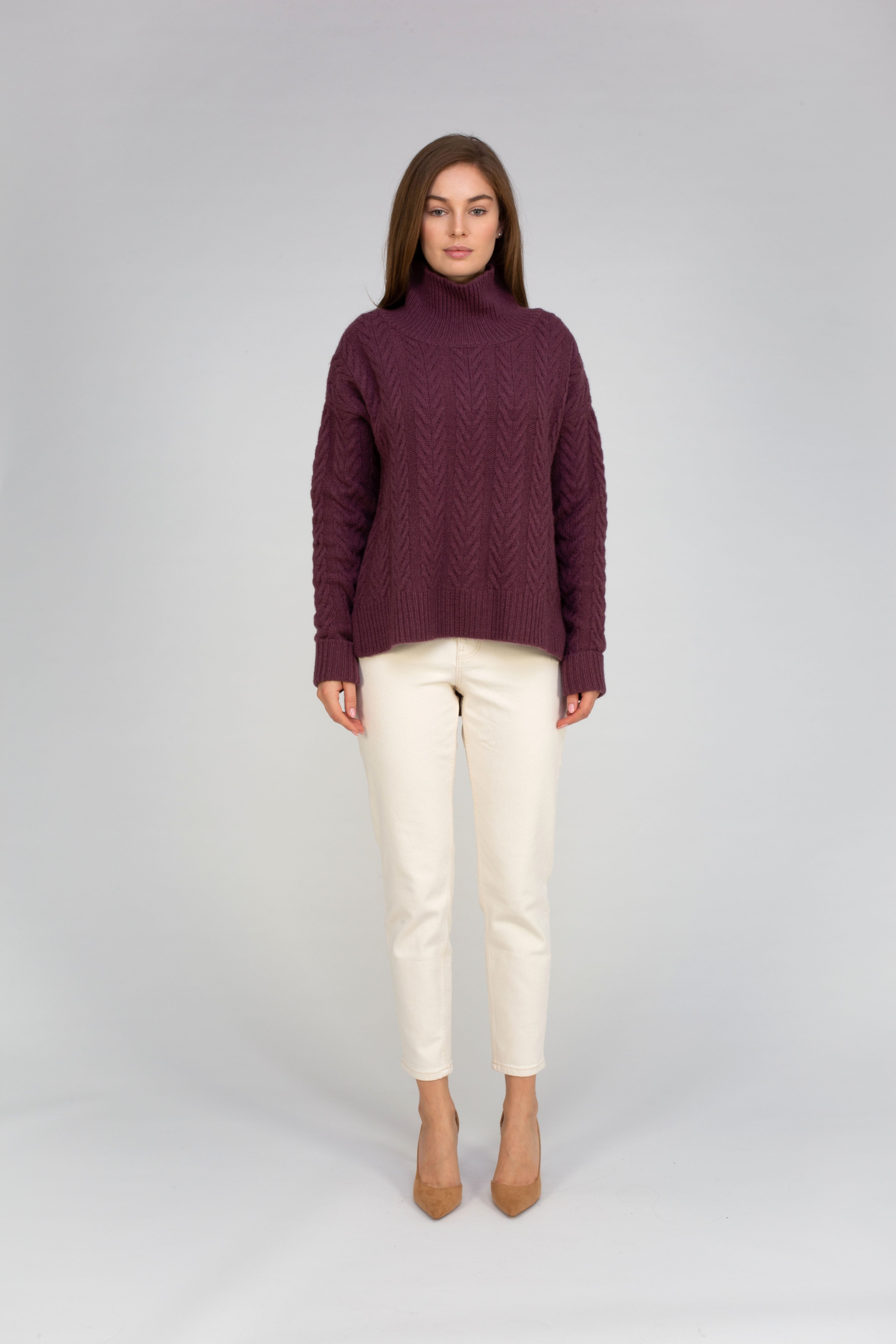 VAN KUKIL ROLL NECK CABLE KNIT JUMPER