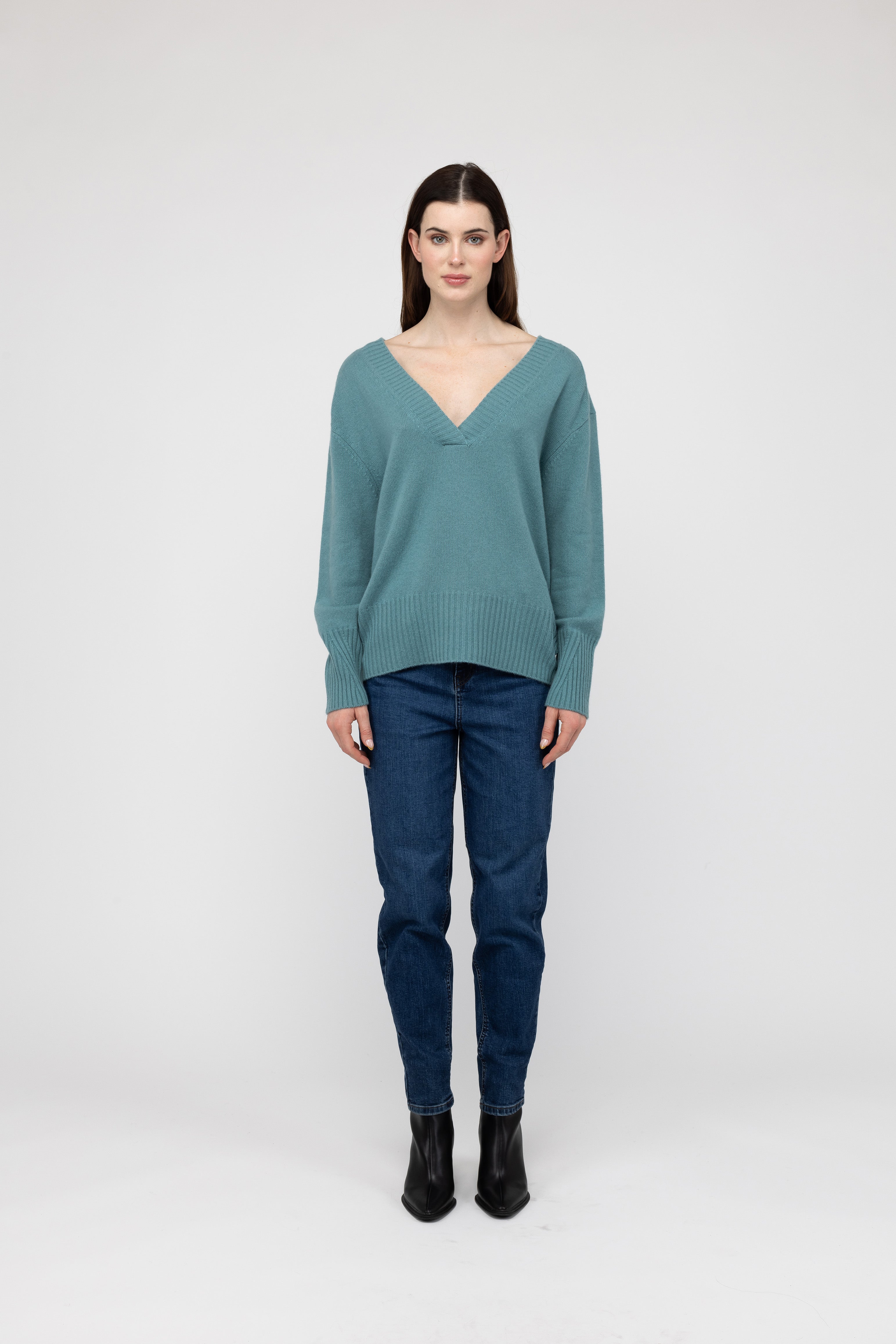 Van Kukil Cashmere Deep V-Neck Sweater