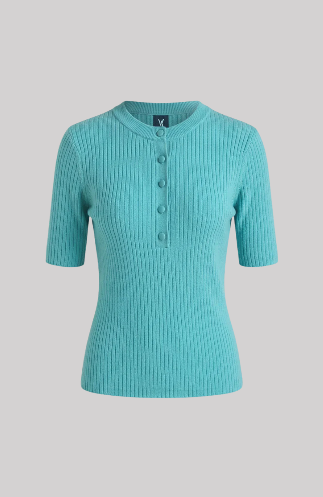 Ribbed Cashmere Henley Sweater