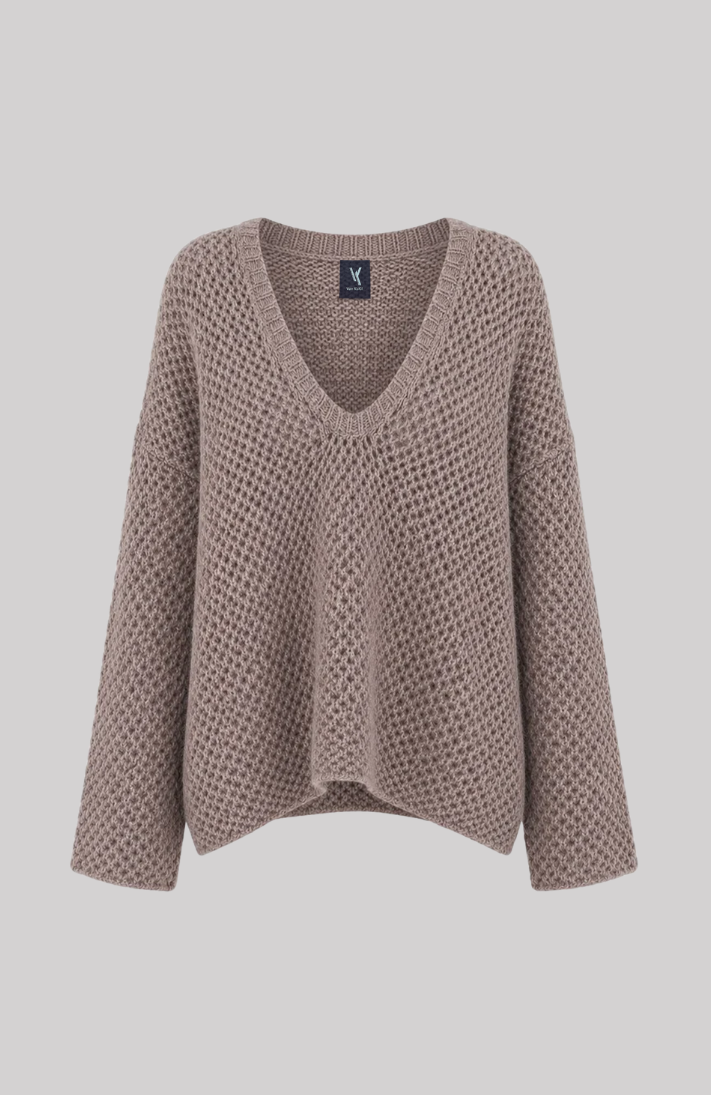 Textured Cashmere V-Neck Sweater