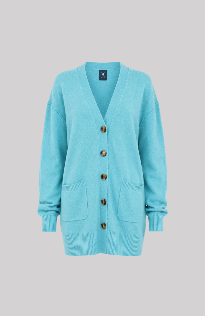 Long Cashmere V-Neck Cardigan