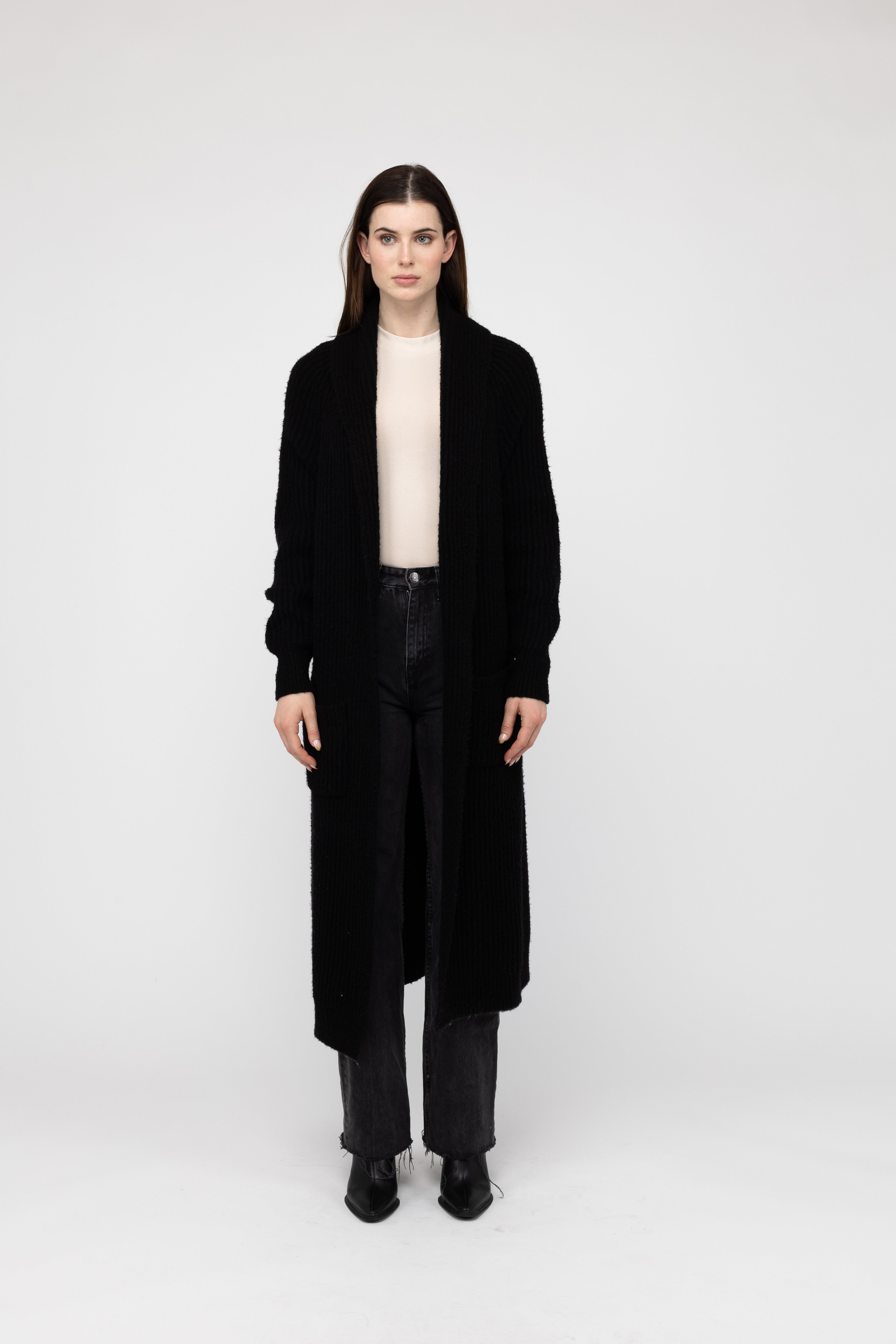 Van Kukil Cashmere Long Ribbed Cardigan