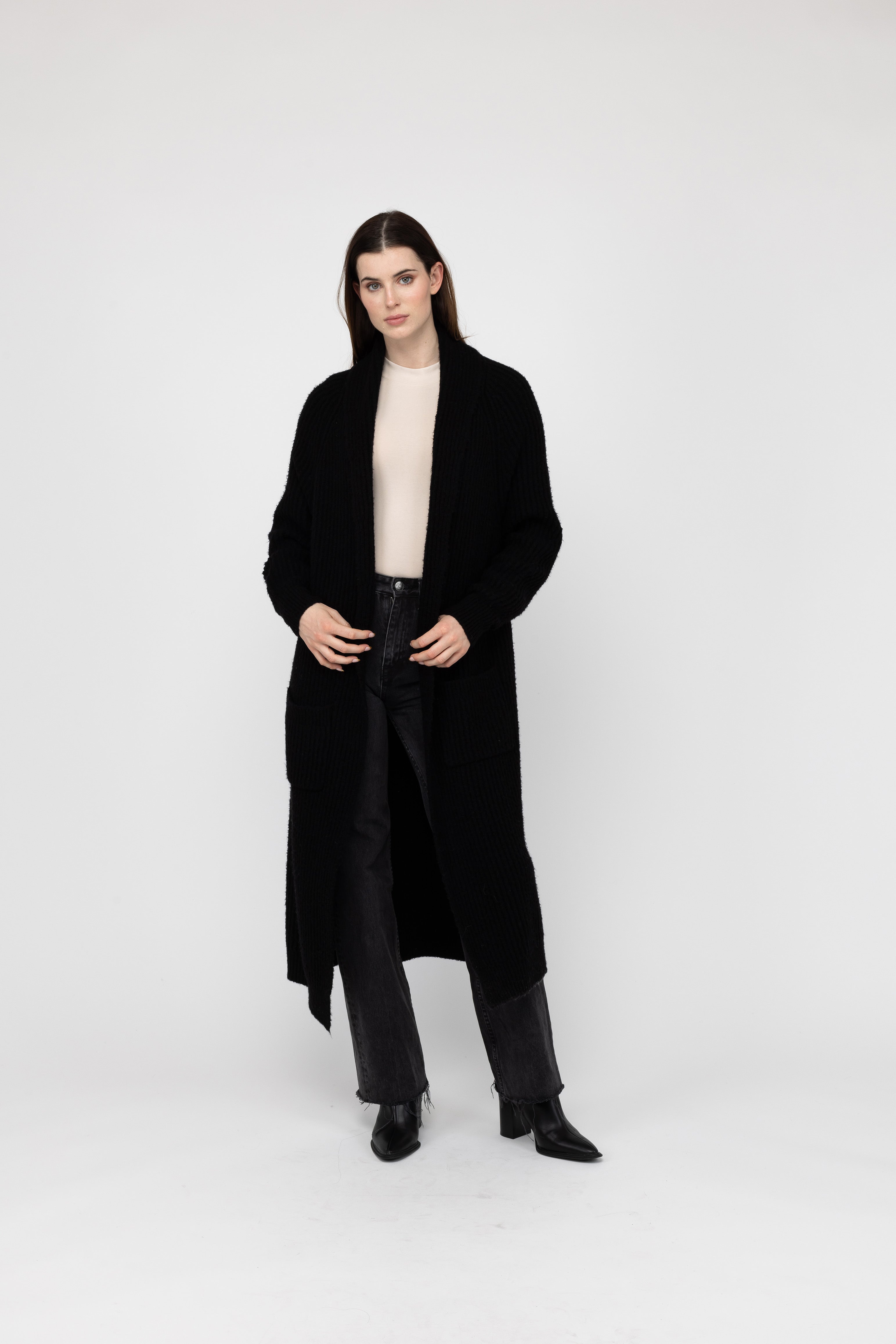 Van Kukil Cashmere Long Ribbed Cardigan