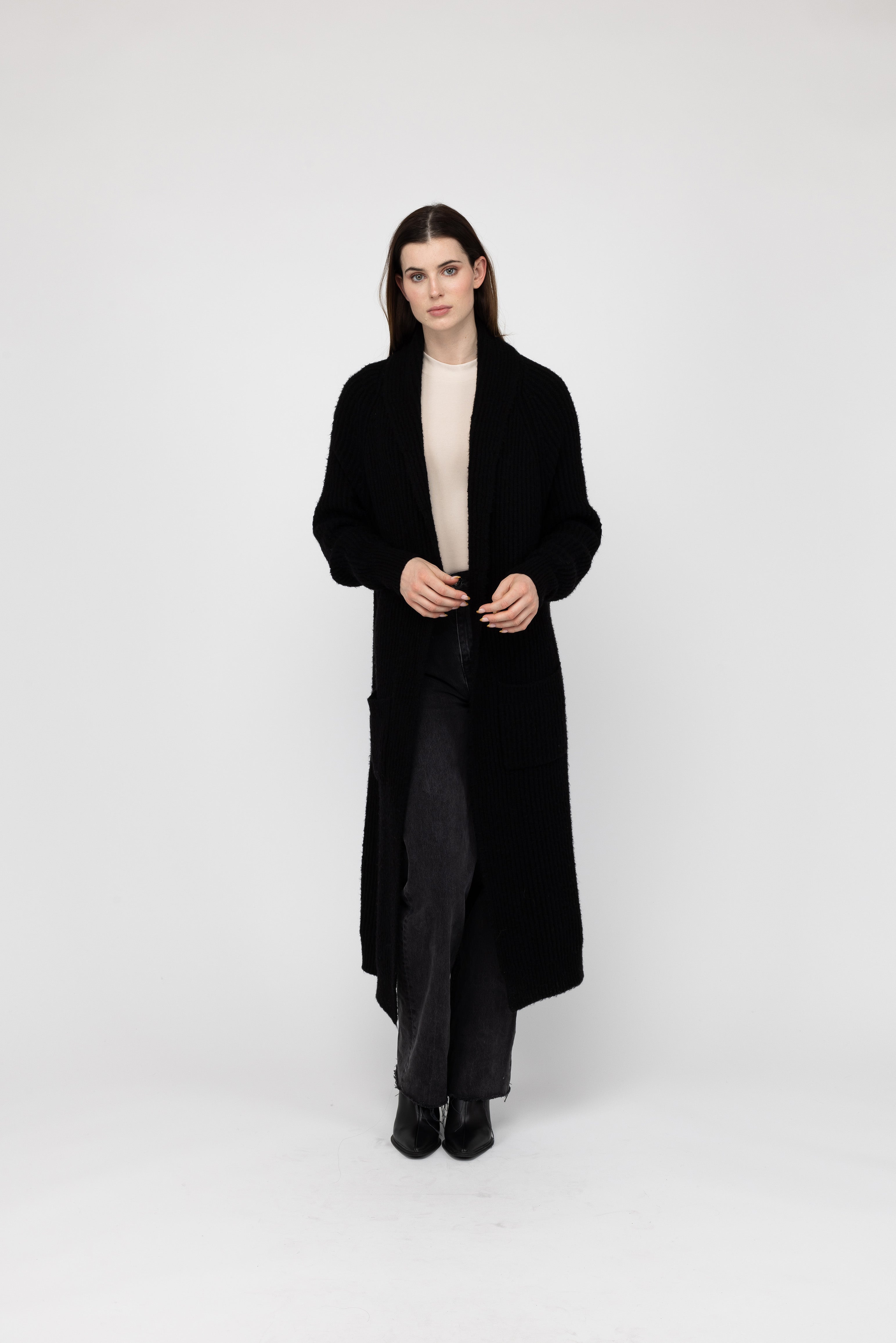 Van Kukil Cashmere Long Ribbed Cardigan