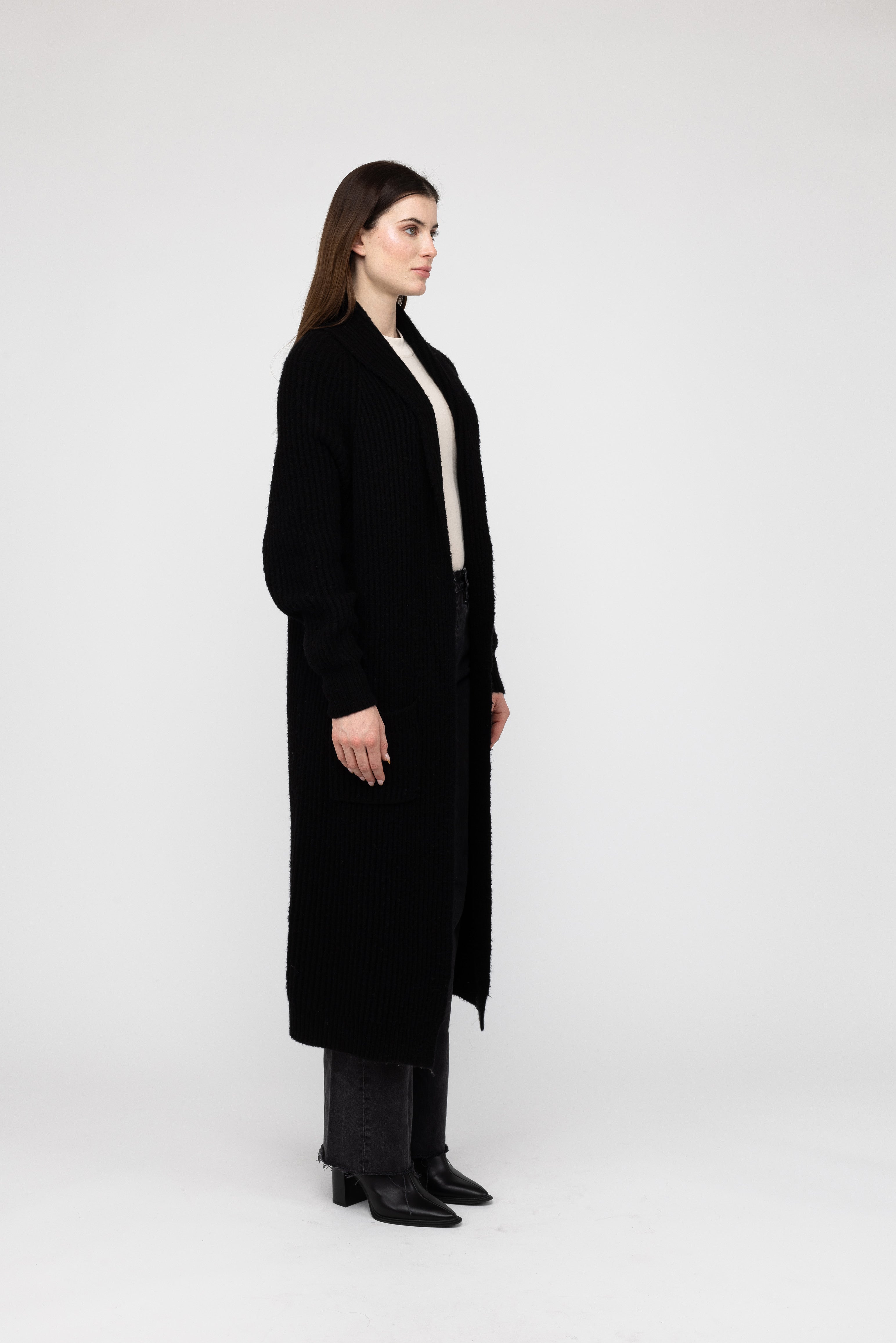 Van Kukil Cashmere Long Ribbed Cardigan