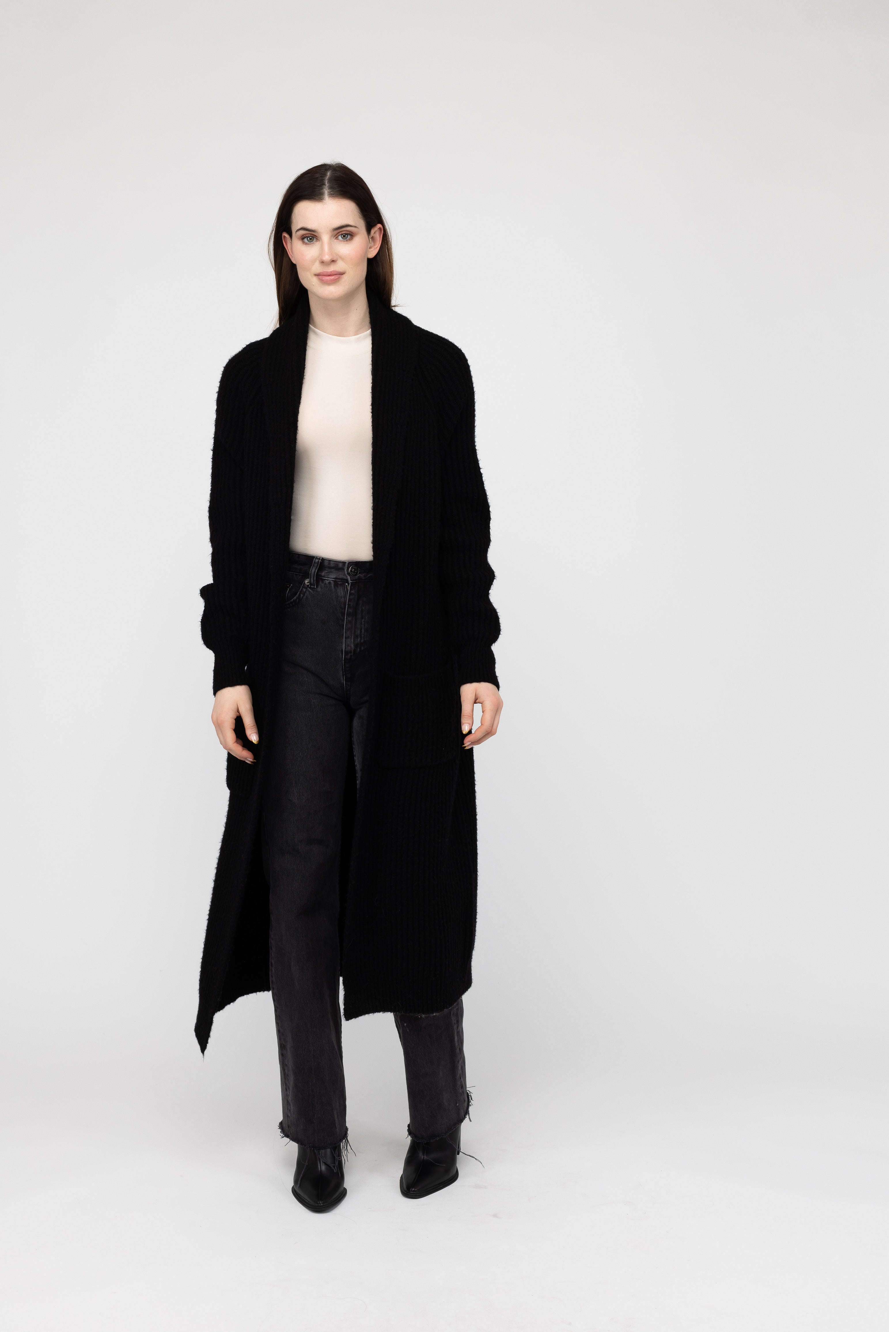 Van Kukil Cashmere Long Ribbed Cardigan