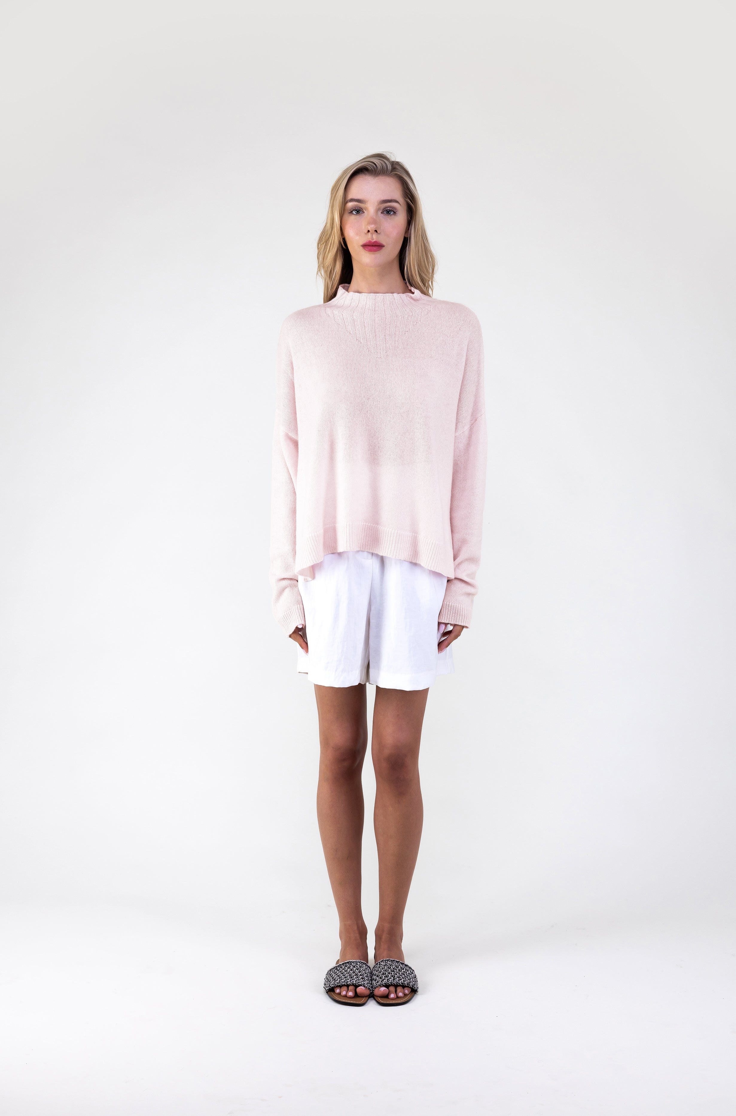 Lightweight Cashmere Mock Neck Sweater
