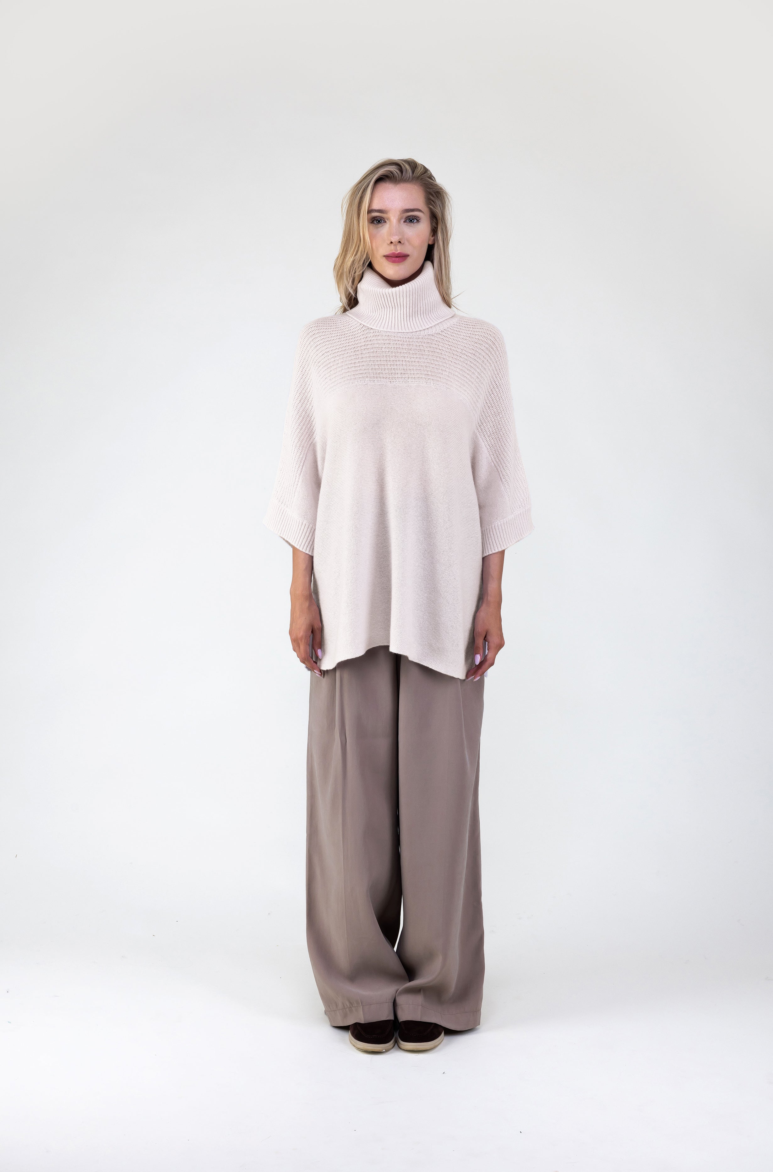 Cashmere Oversized Turtleneck Poncho