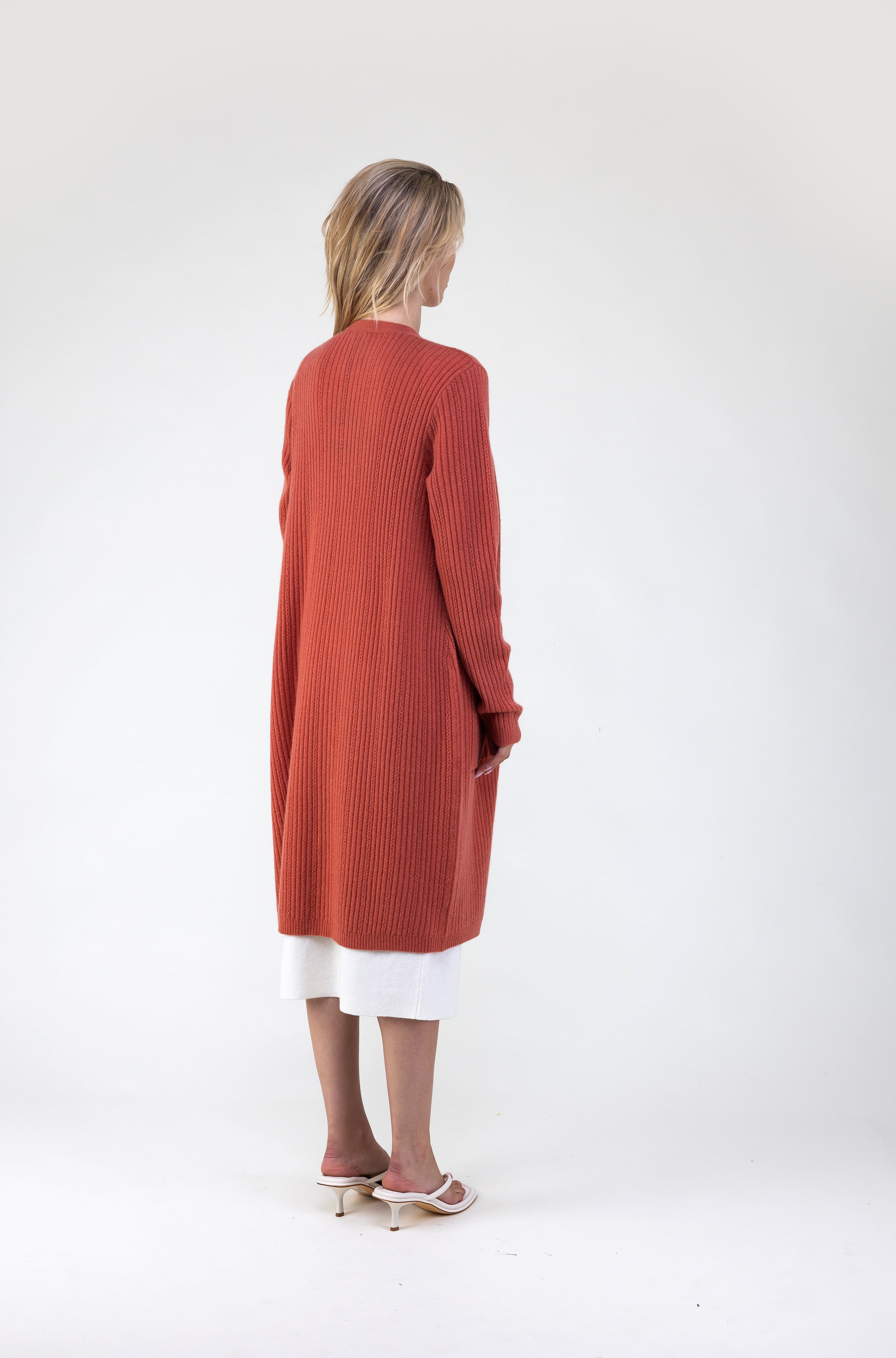 Van Kukil Cashmere Ribbed Long Cardigan