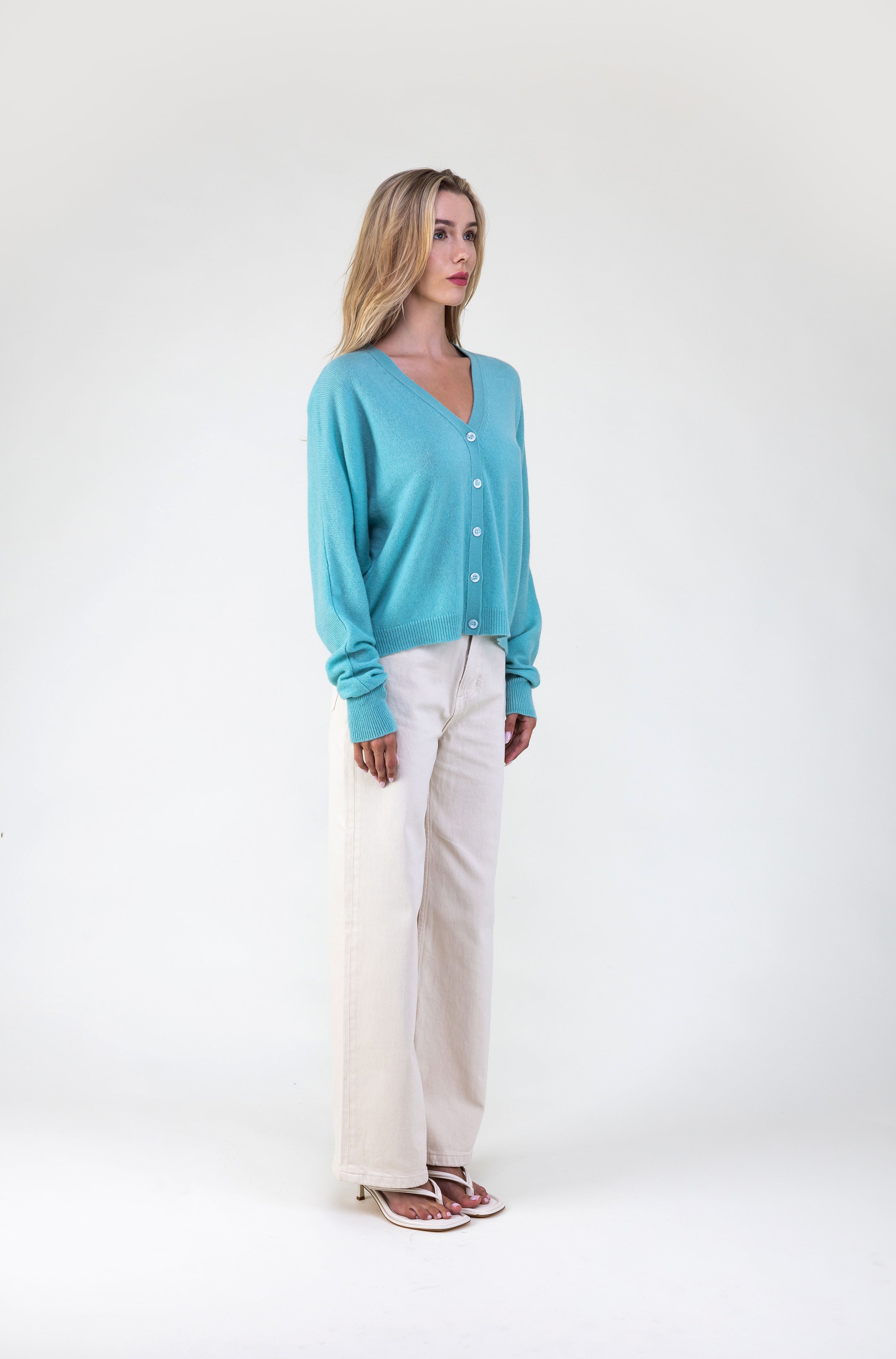 Van Kukil Cashmere V-Neck Five Button Cardigan
