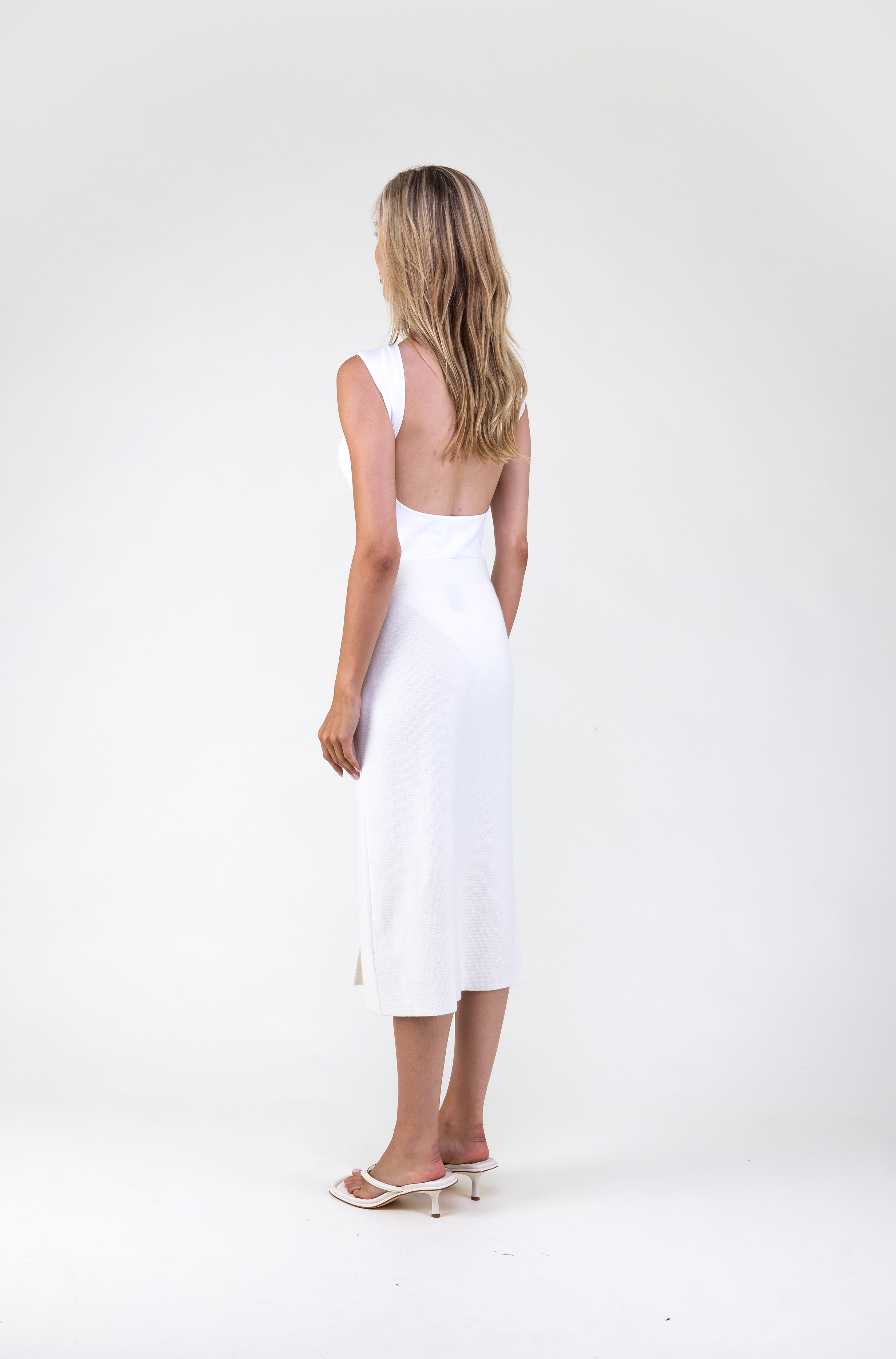 Van Kukil  Cashmere Midi Skirt with Front Slit