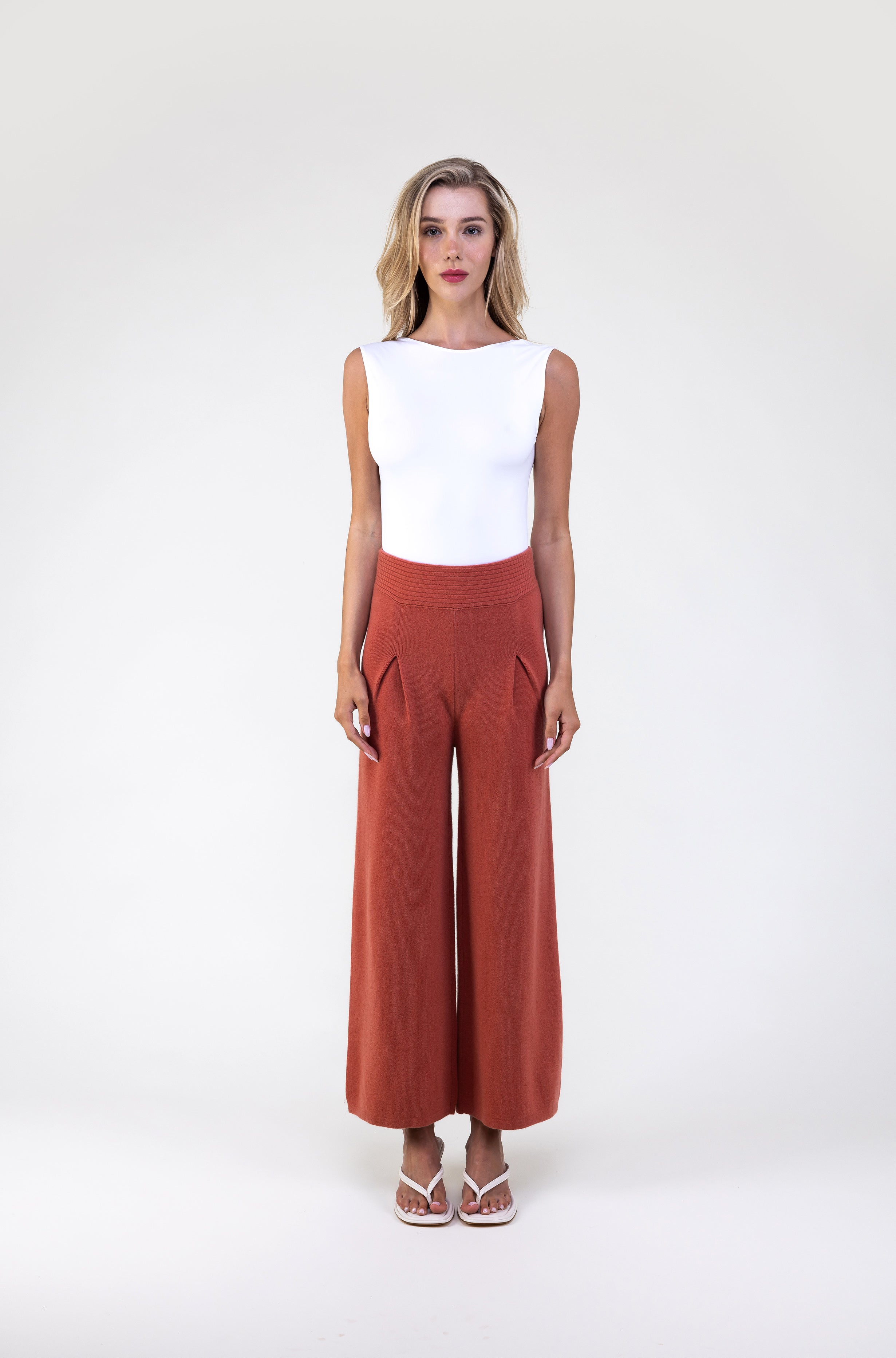 Van Kukil Wide-Leg Cashmere Pants