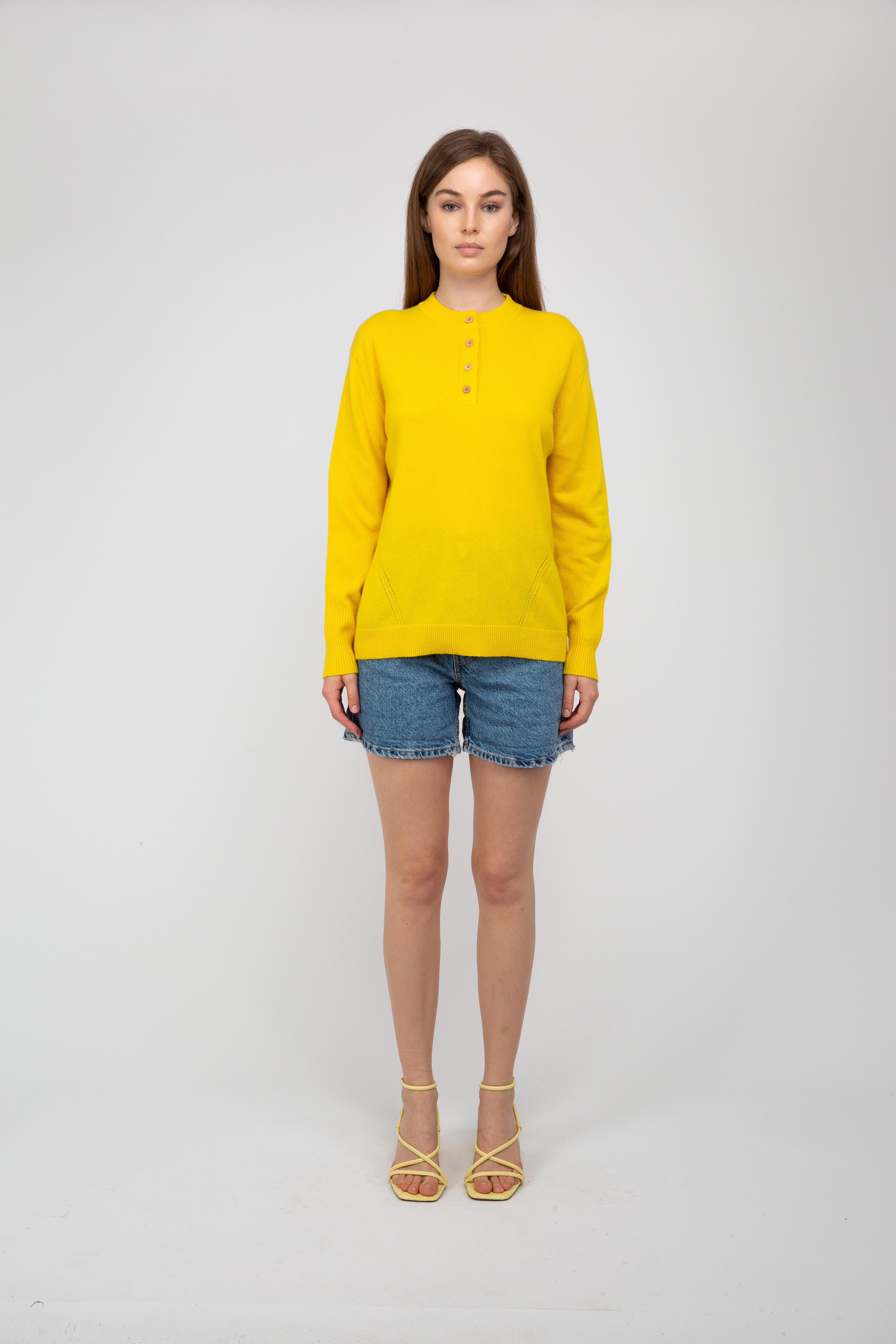 Van Kukil Cashmere Henley Neck Sweater
