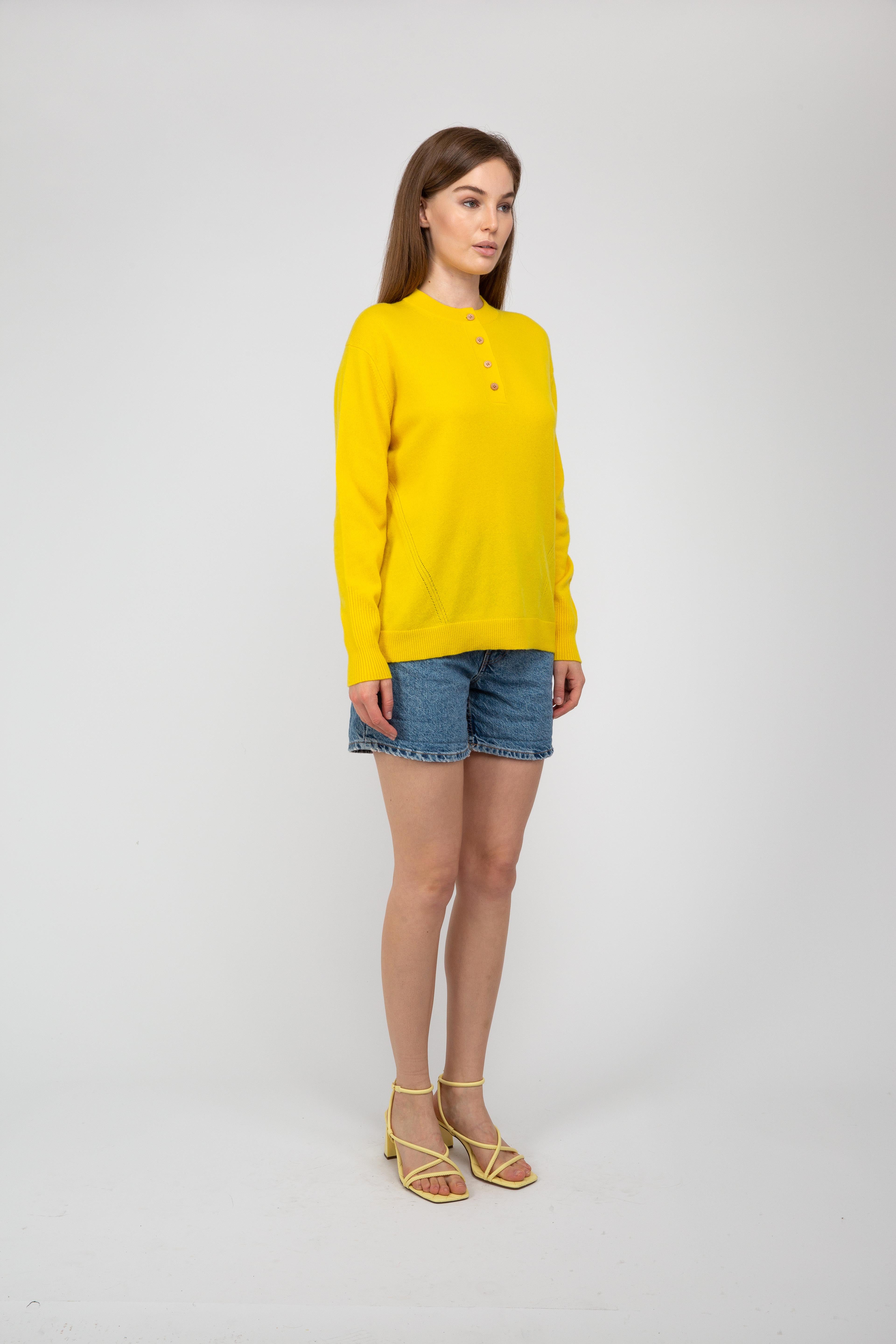 Van Kukil Cashmere Henley Neck Sweater