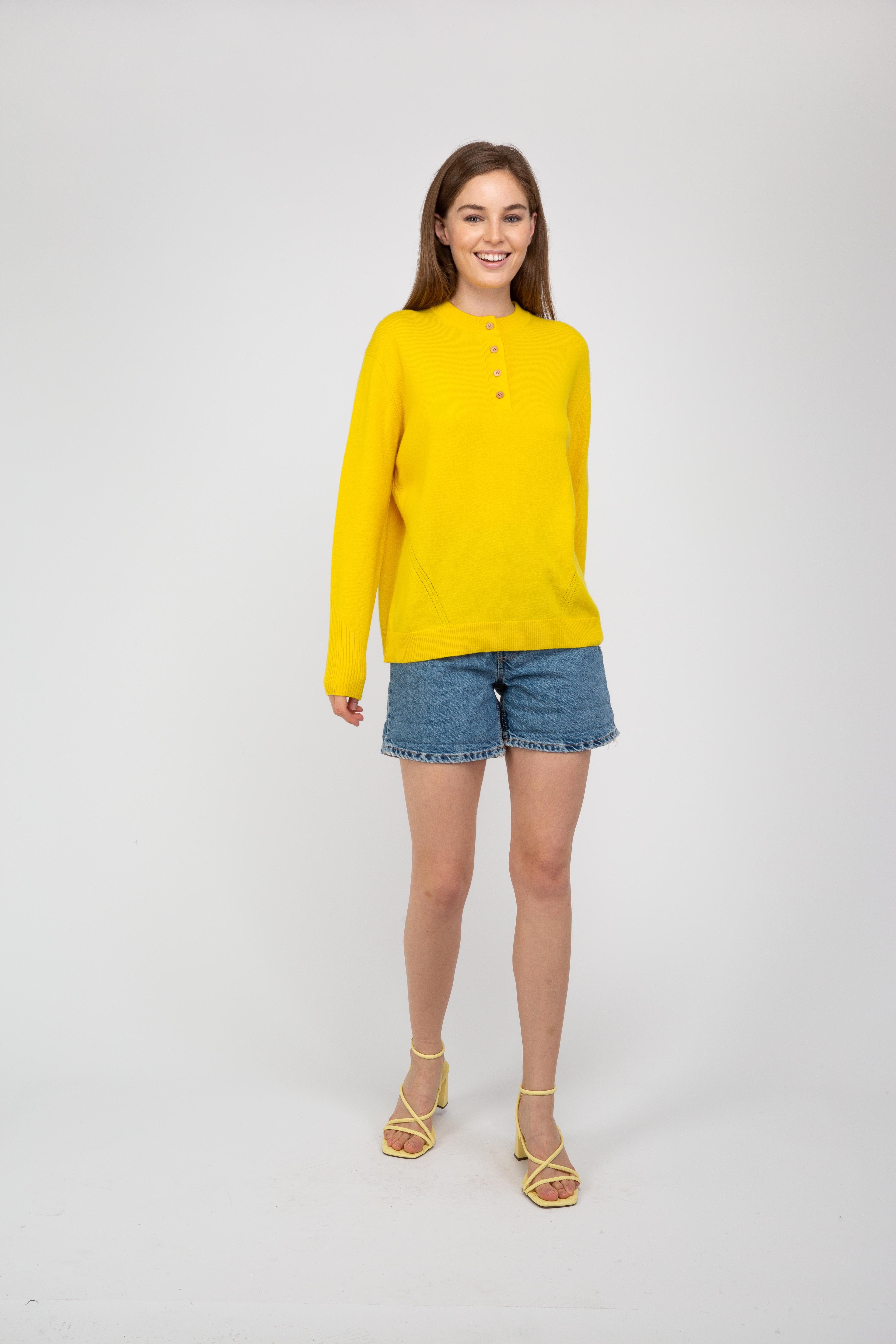 Van Kukil Cashmere Henley Neck Sweater