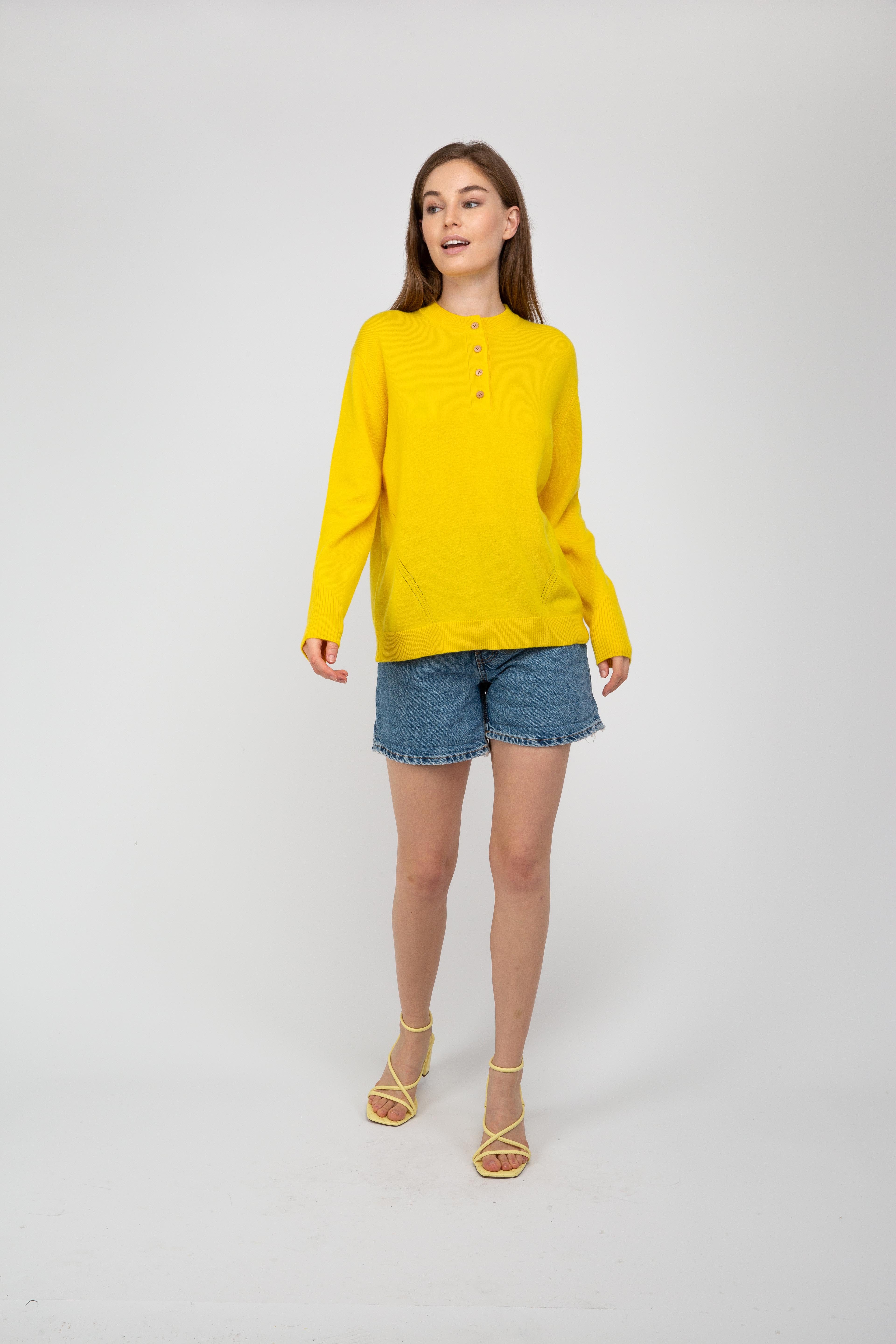 Van Kukil Cashmere Henley Neck Sweater