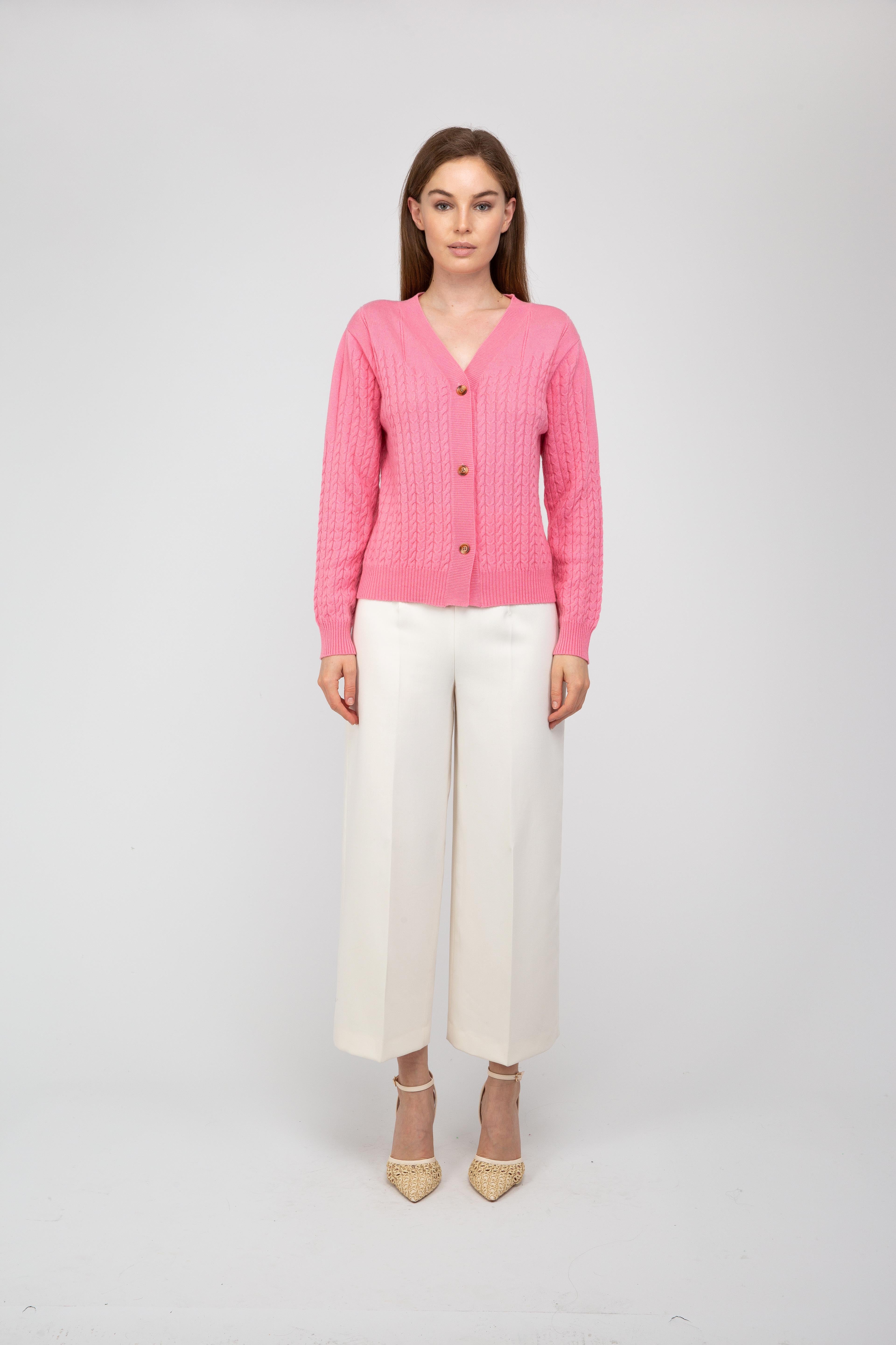 Van Kukil Cable Knit Cashmere Cardigan
