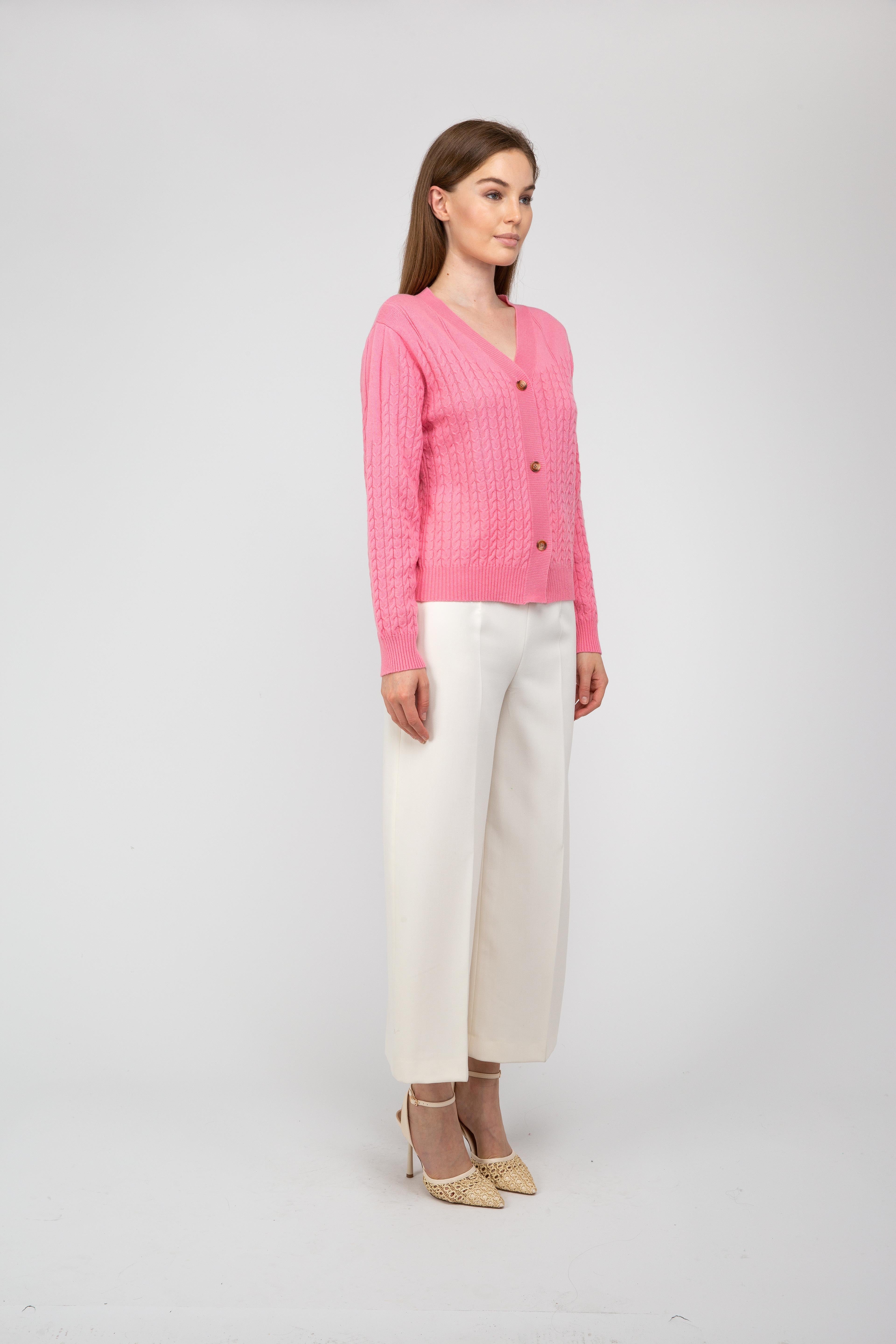 Van Kukil Cable Knit Cashmere Cardigan