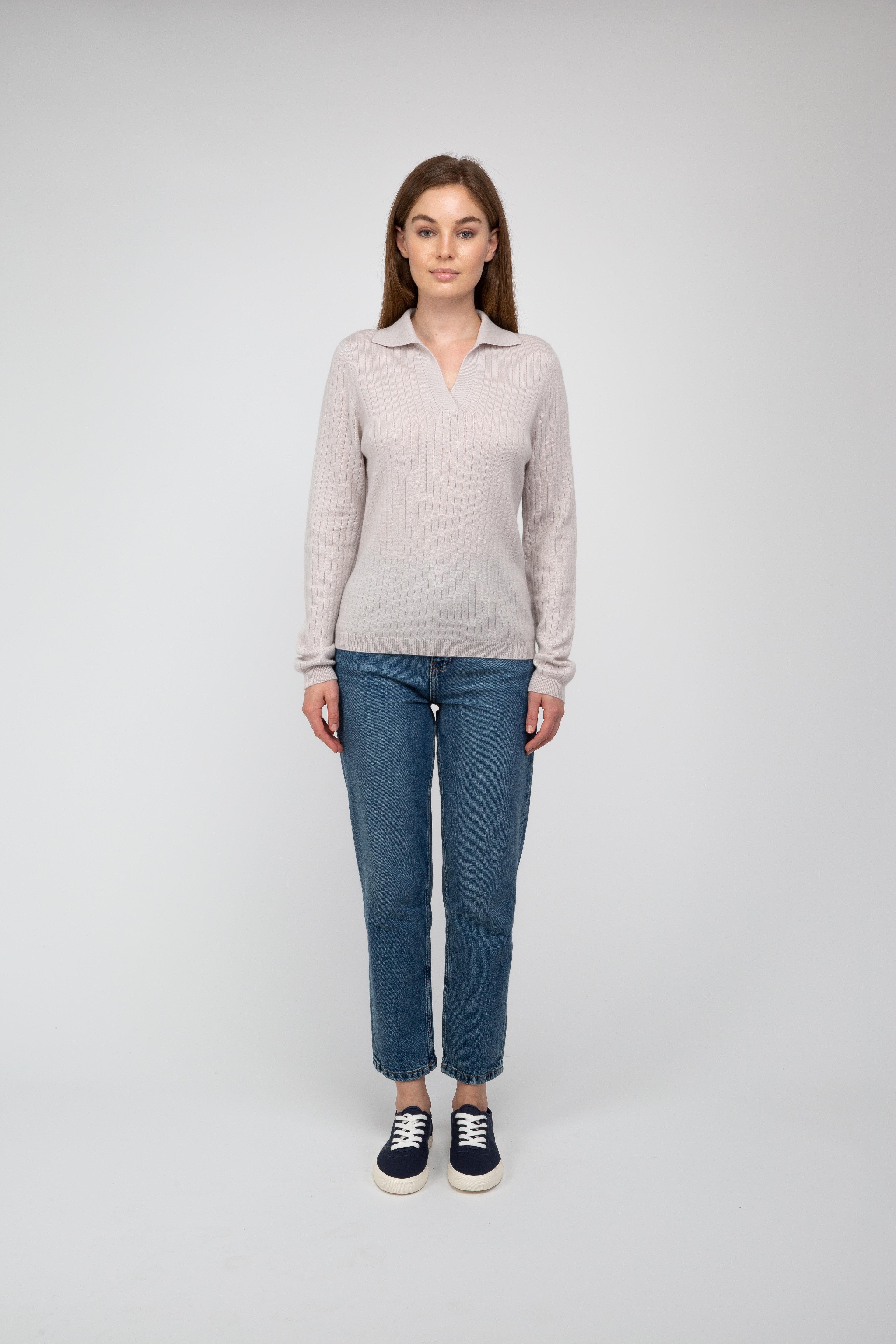 Van Kukil  Ribbed Cashmere Polo Sweater