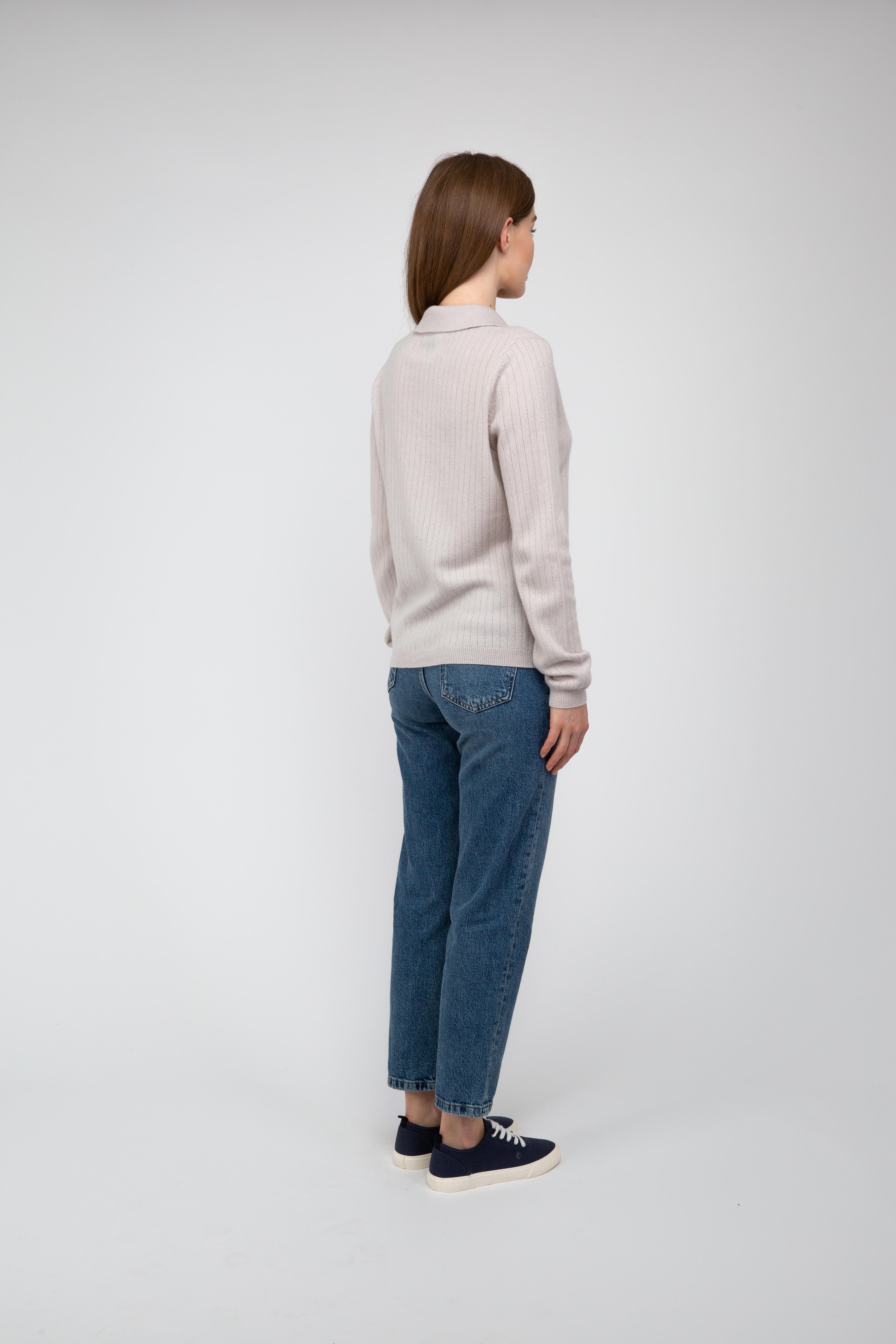 Van Kukil  Ribbed Cashmere Polo Sweater