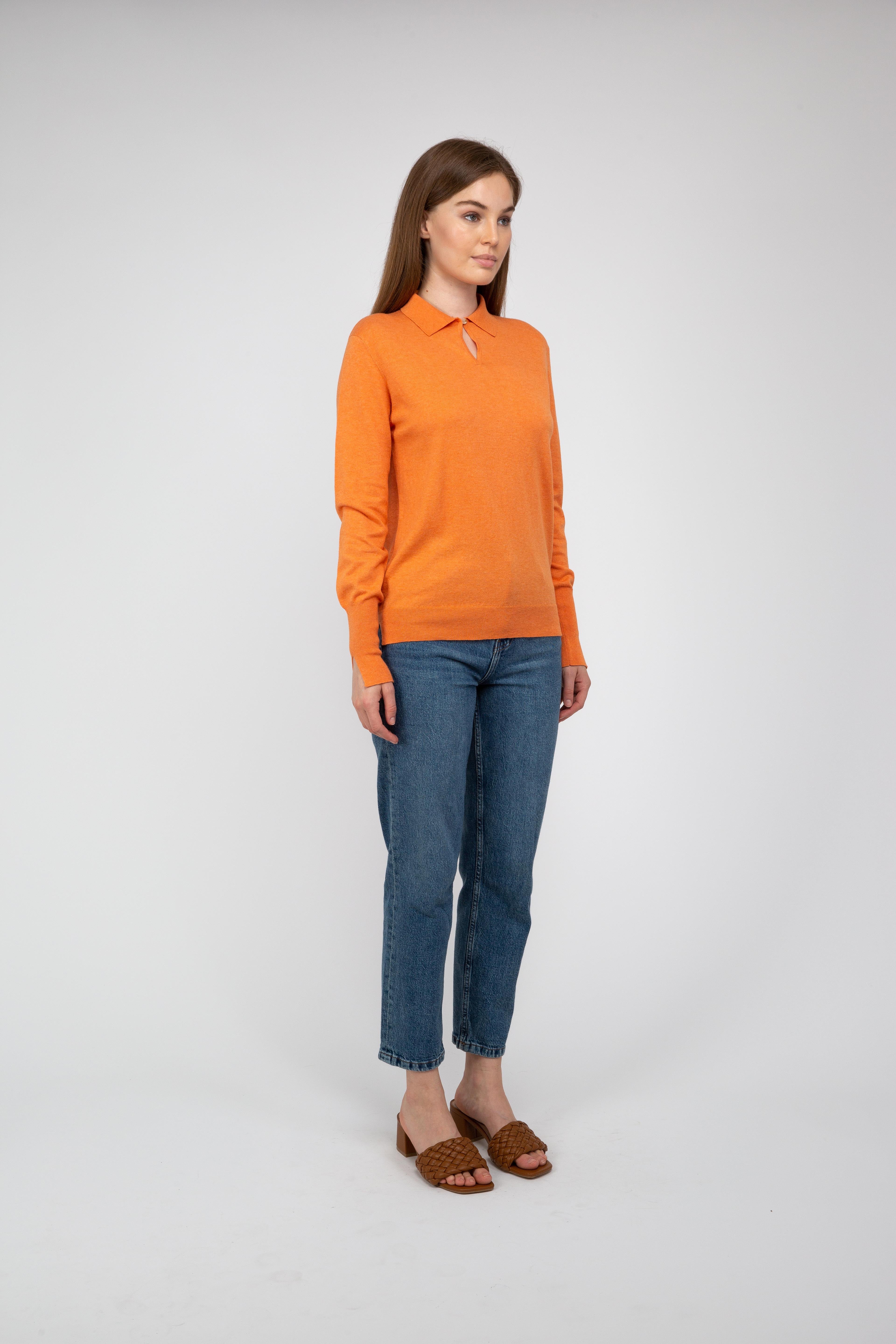 Van Kukil Polo Cashmere Jumper with keyhole Neck.