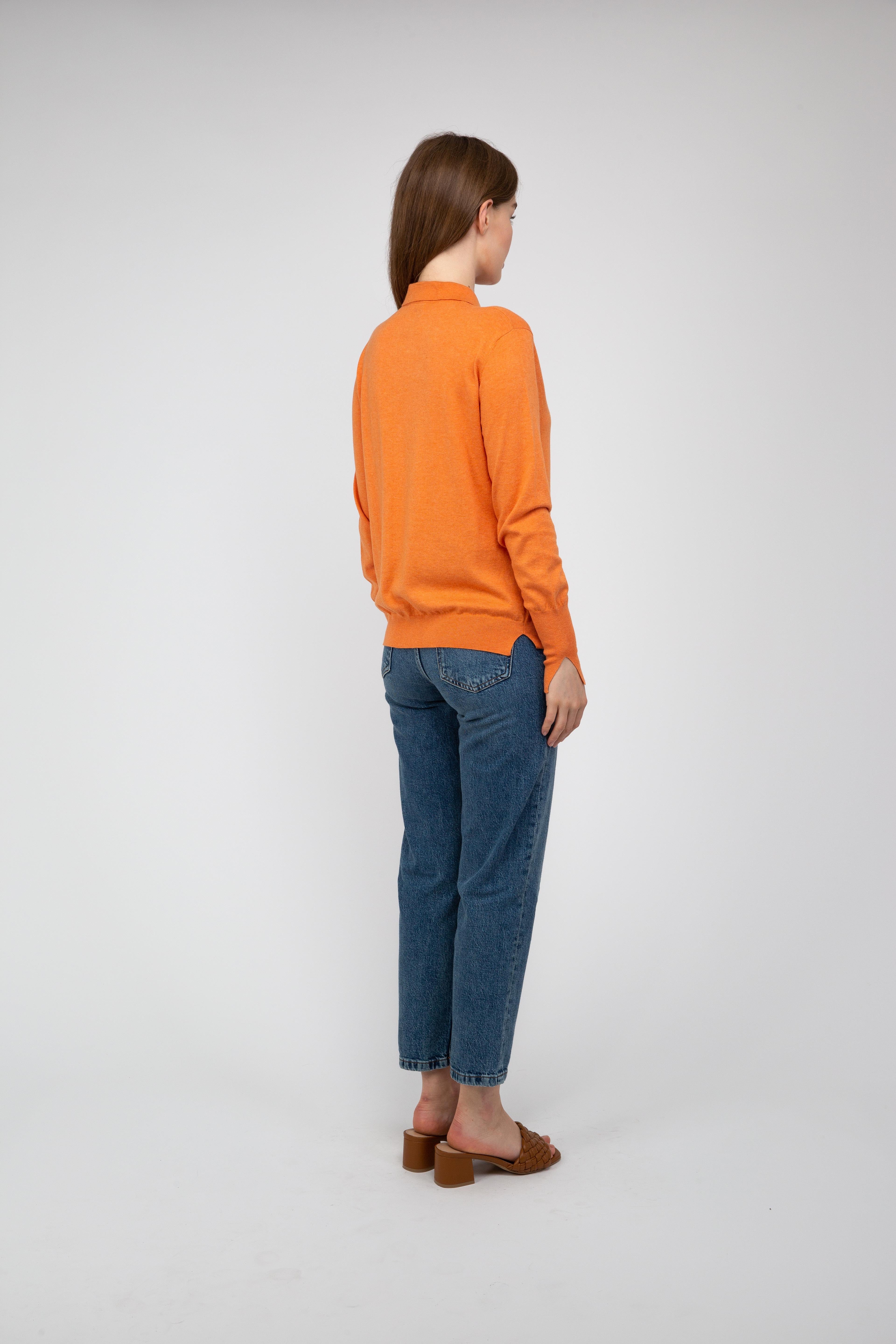 Van Kukil Polo Cashmere Jumper with keyhole Neck.