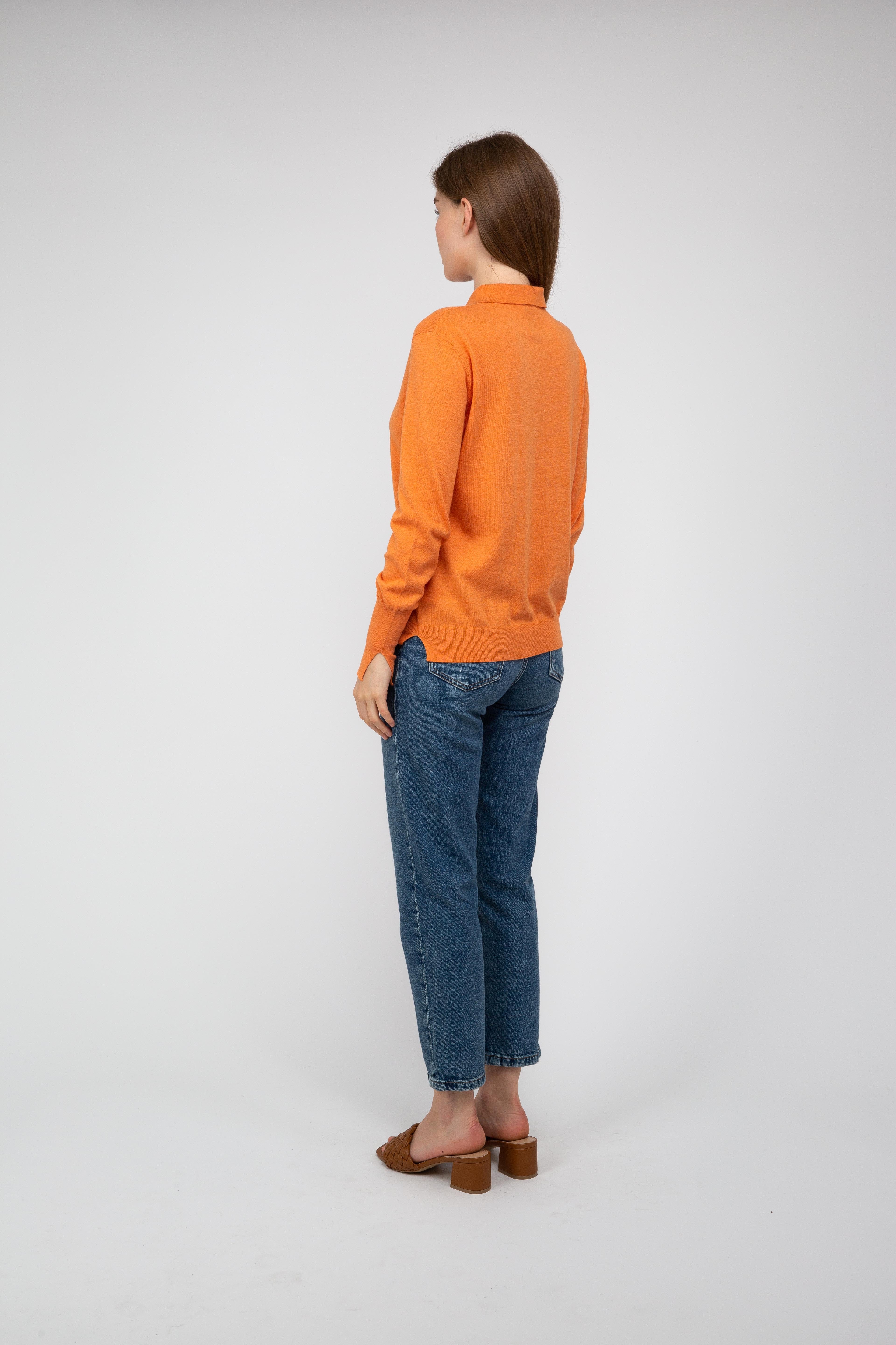 Van Kukil Polo Cashmere Jumper with keyhole Neck.