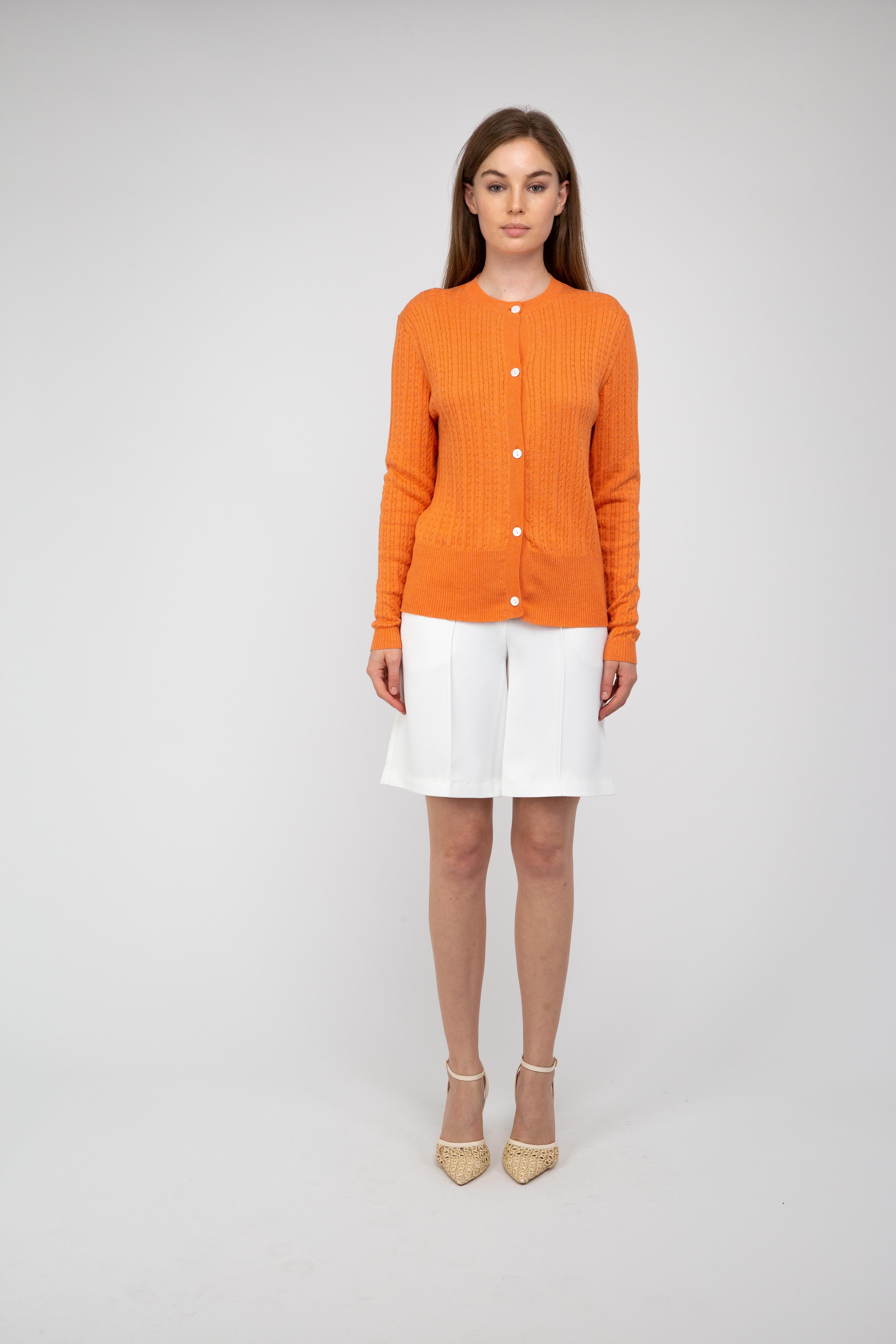 Van Kukil Textured Crew Neck Cardigan