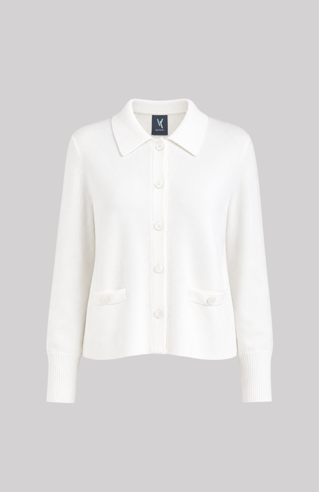 Van Kukil Cashmere Button-Up Cardigan with Collar