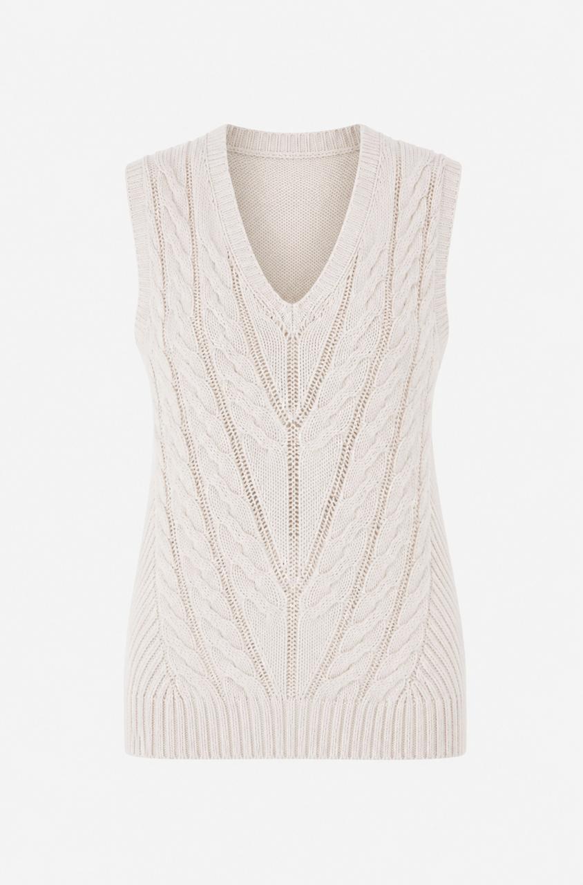 Cashmere Cable Knit Sleeveless Tunic