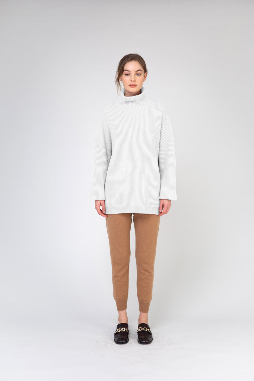 VAN KUKIL HIGH NECK RIB WEAVE JUMPER