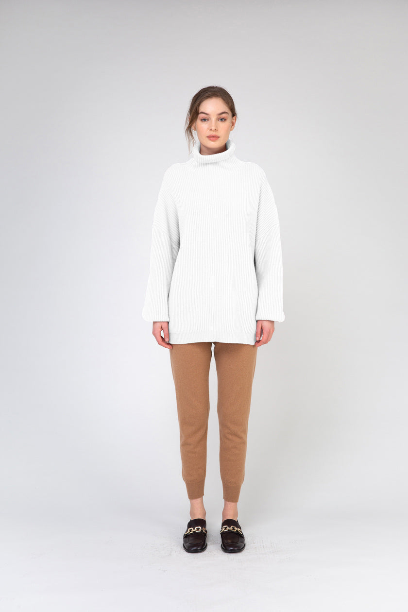 VAN KUKIL HIGH NECK RIB WEAVE JUMPER