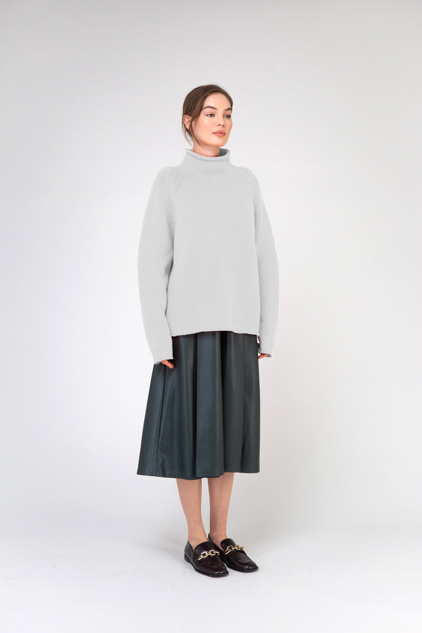 VAN KUKIL FUNNEL NECK CHUNKY KNIT JUMPER