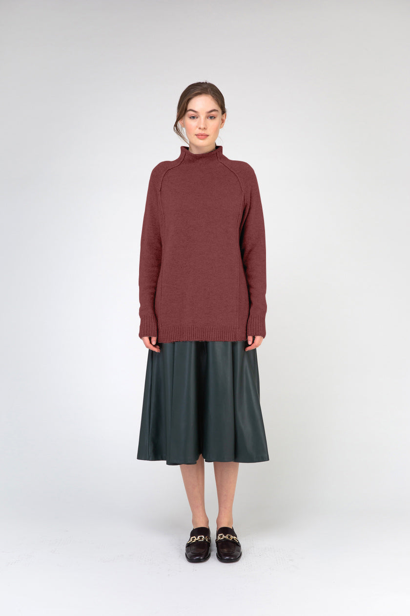 VAN KUKIL FUNNEL NECK SIDE RIB JUMPER