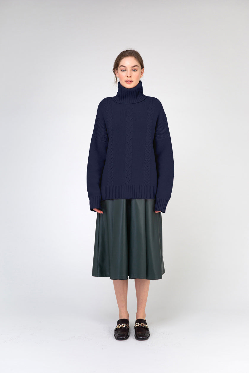 VAN KUKIL ROLL NECK MULTI WEAVE JUMPER