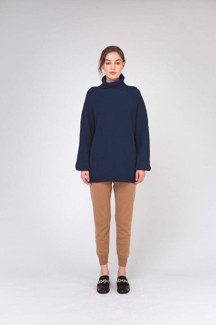 VAN KUKIL HIGH NECK RIB WEAVE JUMPER