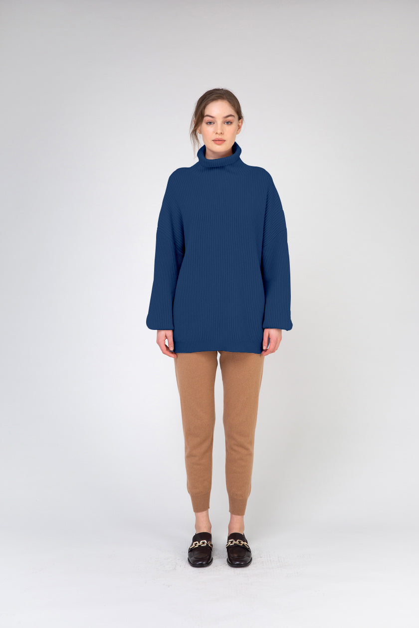 VAN KUKIL HIGH NECK RIB WEAVE JUMPER