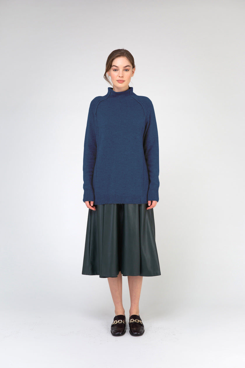 VAN KUKIL FUNNEL NECK SIDE RIB JUMPER