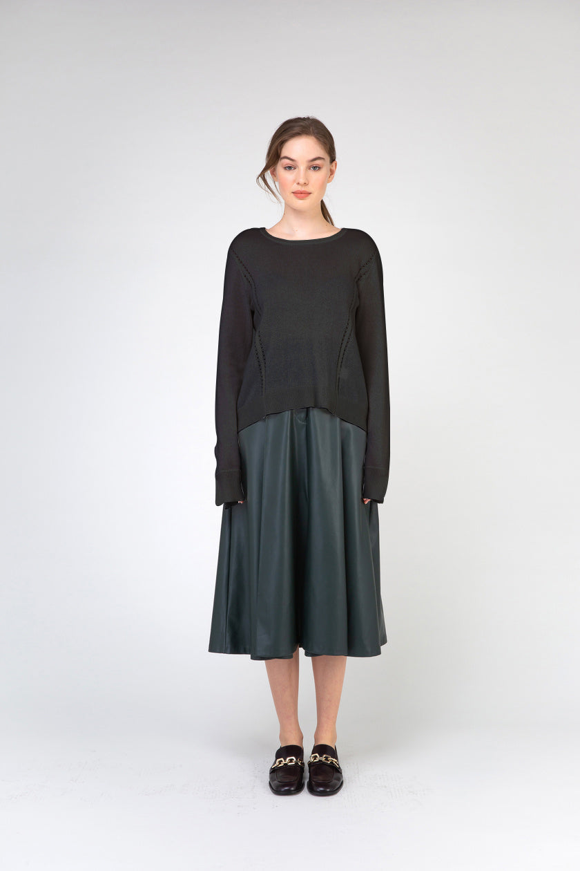 VAN KUKIL ROUND NECK POINTELLE JUMPER