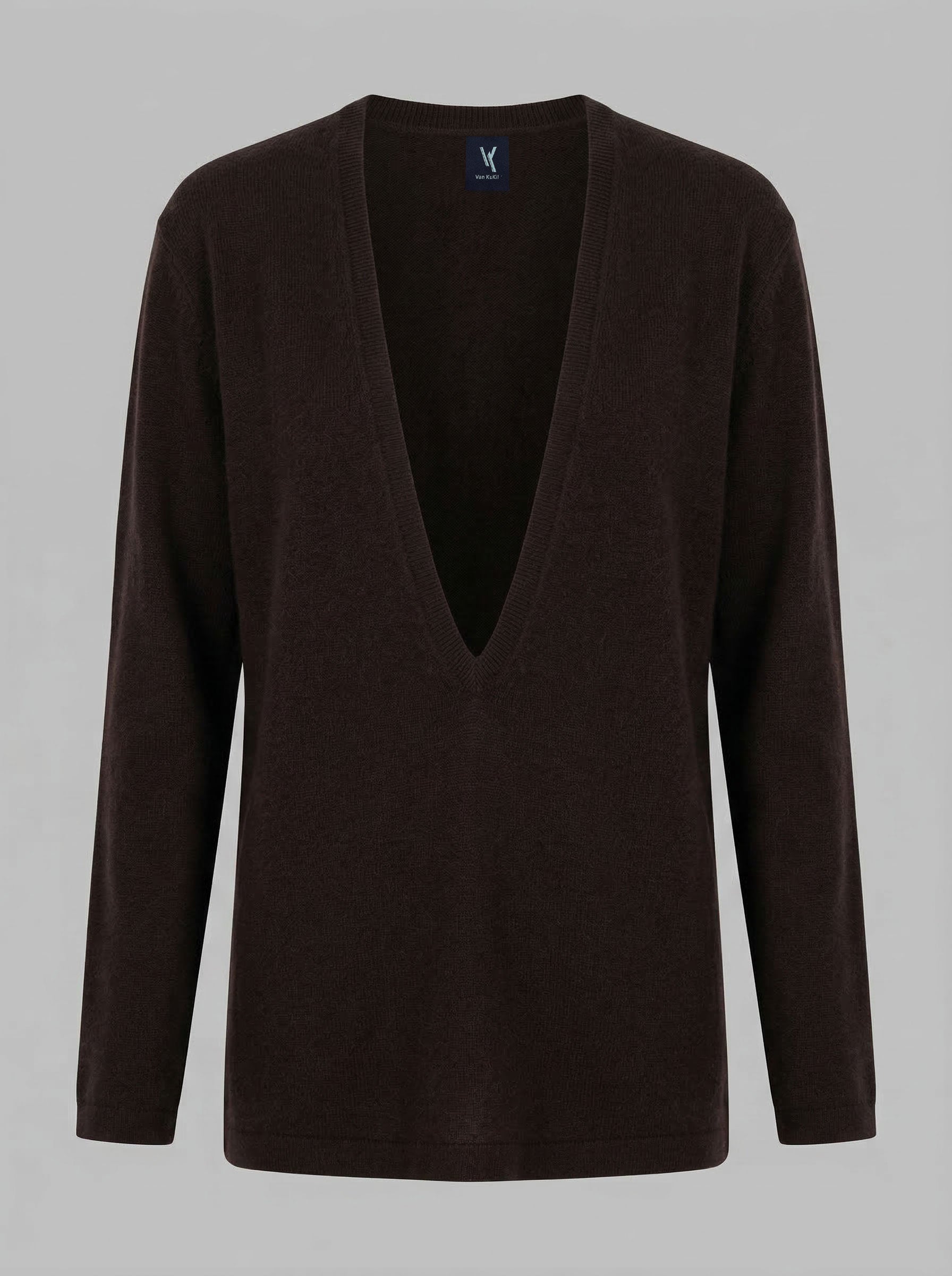Van Kukil 100% Cashmere Deep V-Neck Sweater