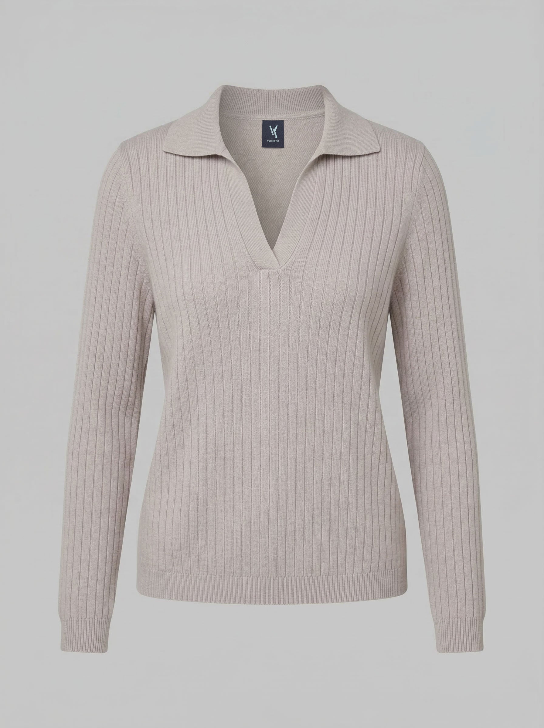 Van Kukil  Ribbed Cashmere Polo Sweater