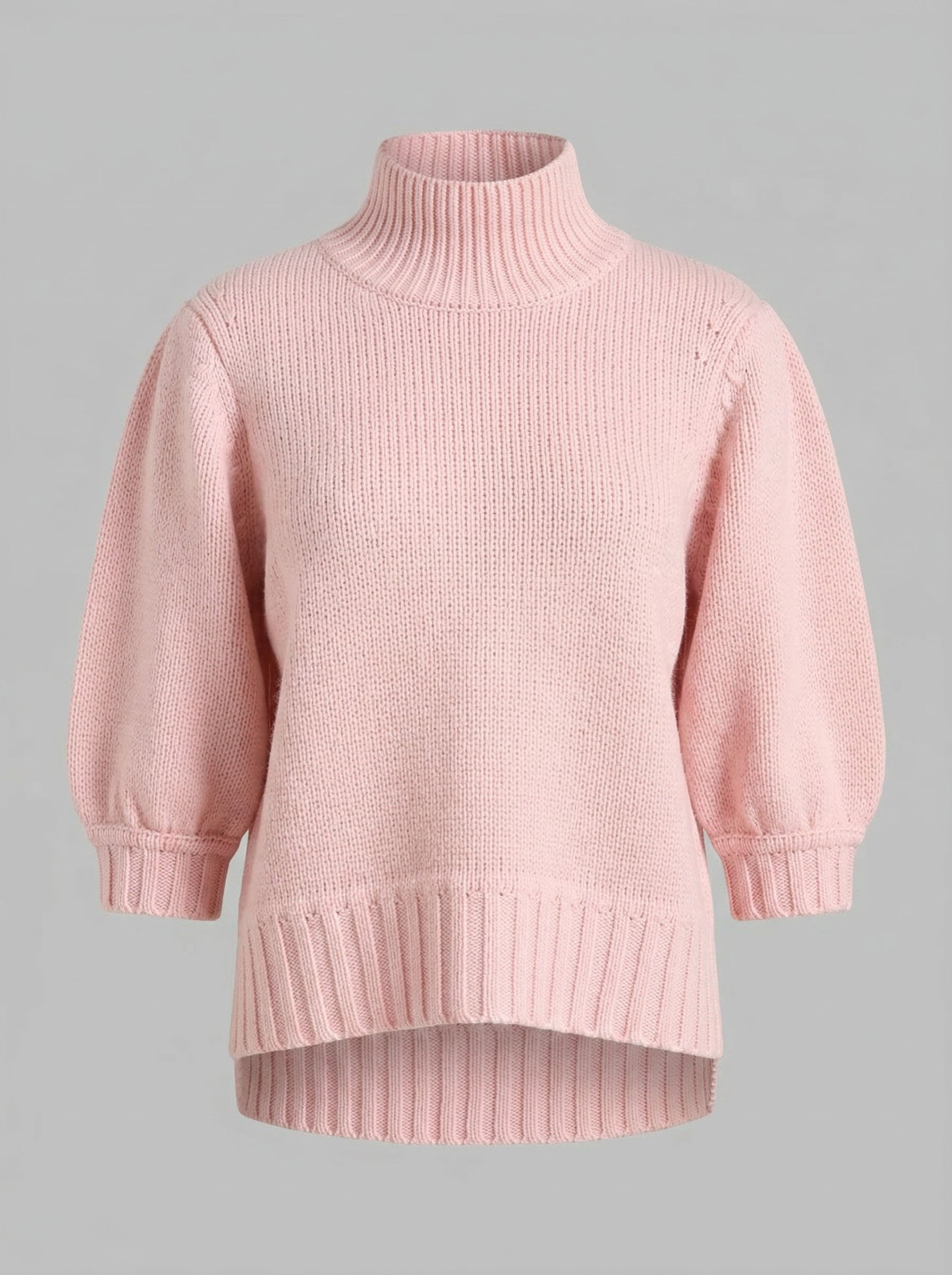 Van Kukil  Cashmere Puff Sleeve Mock Neck Sweater