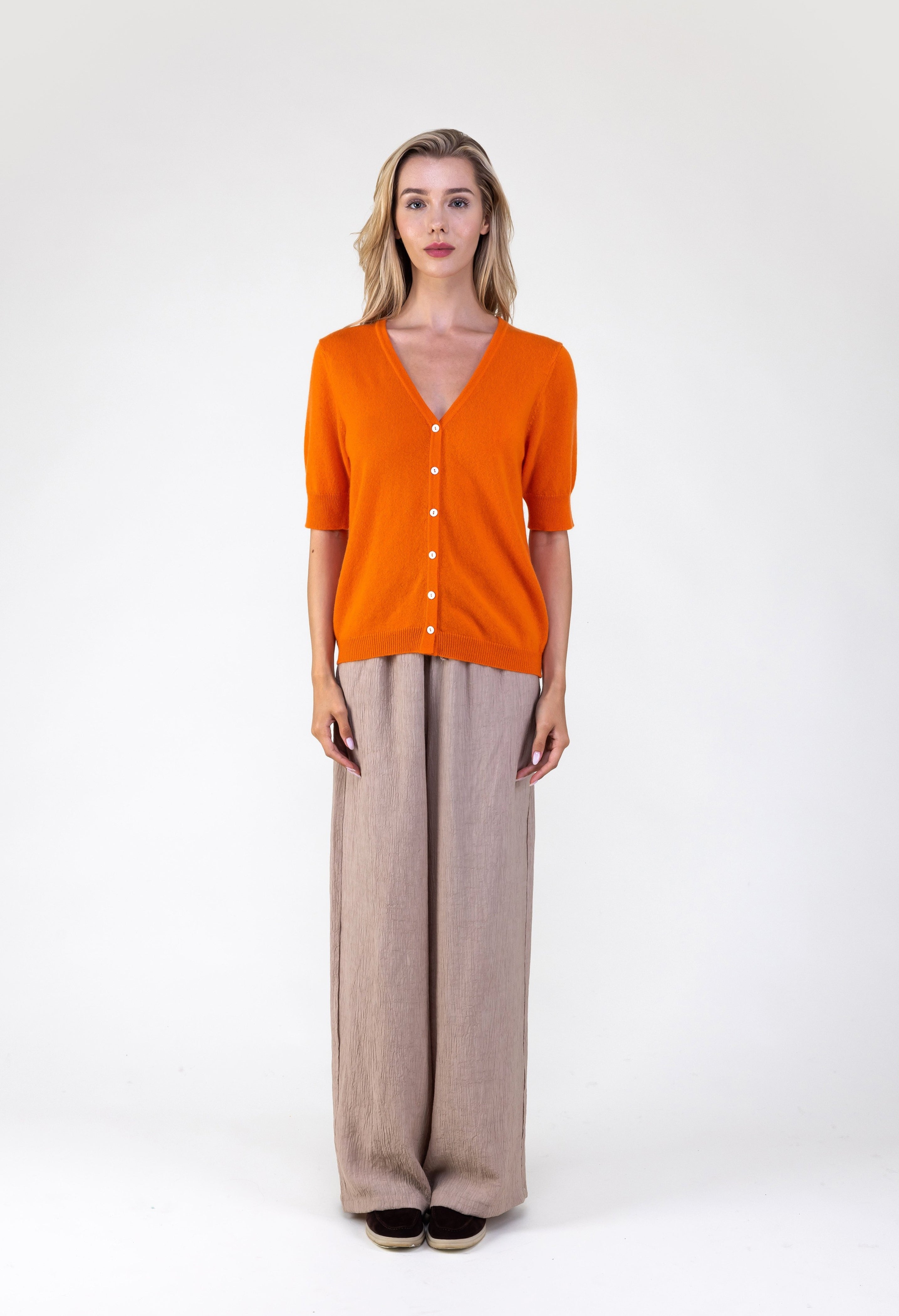 Van Kukil V-Neck Short Sleeve Cardigan