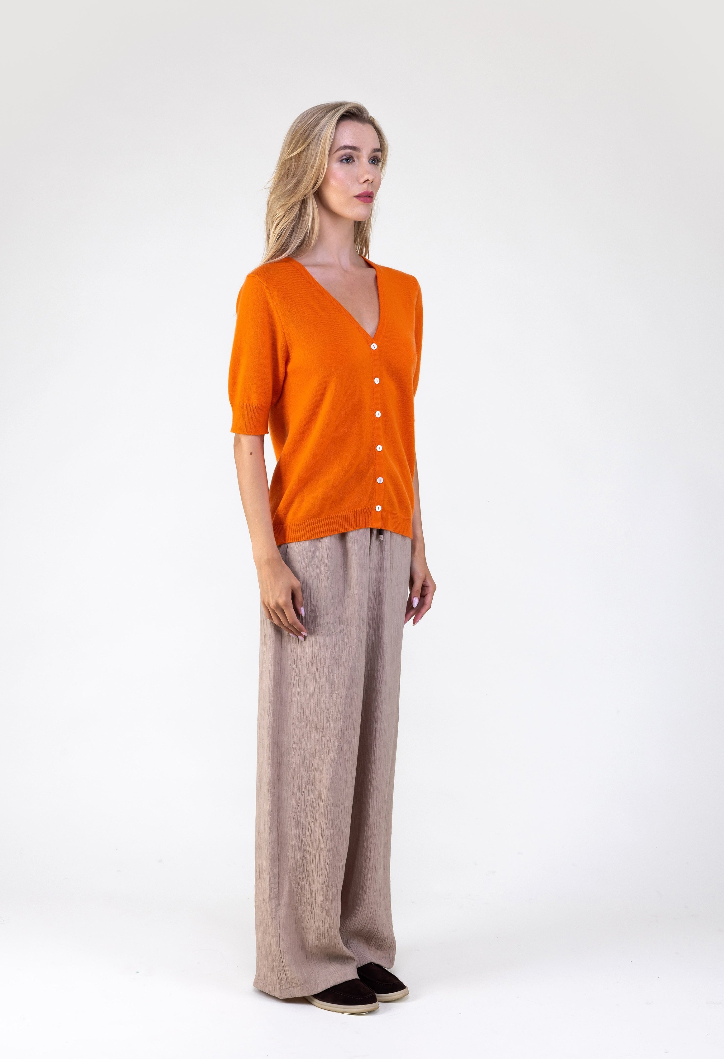 Van Kukil V-Neck Short Sleeve Cardigan