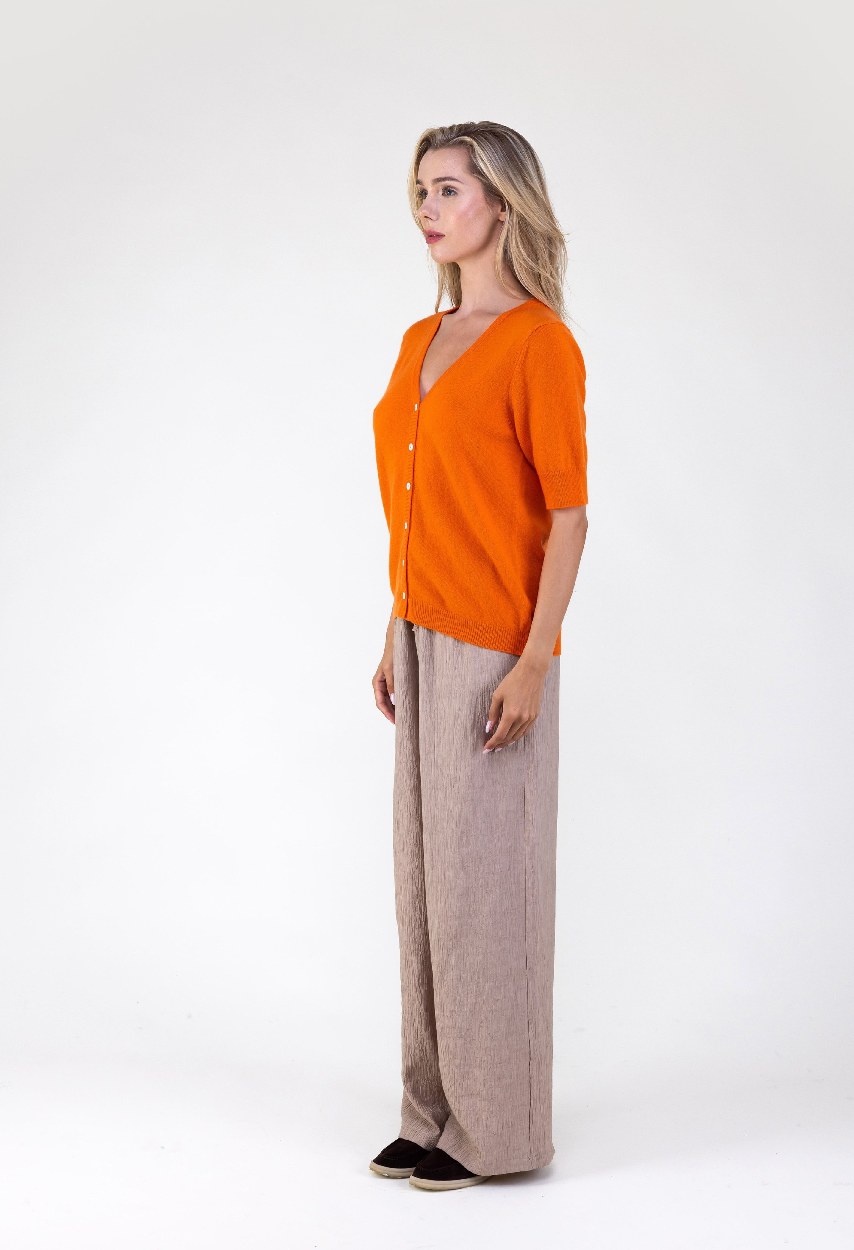 Van Kukil V-Neck Short Sleeve Cardigan