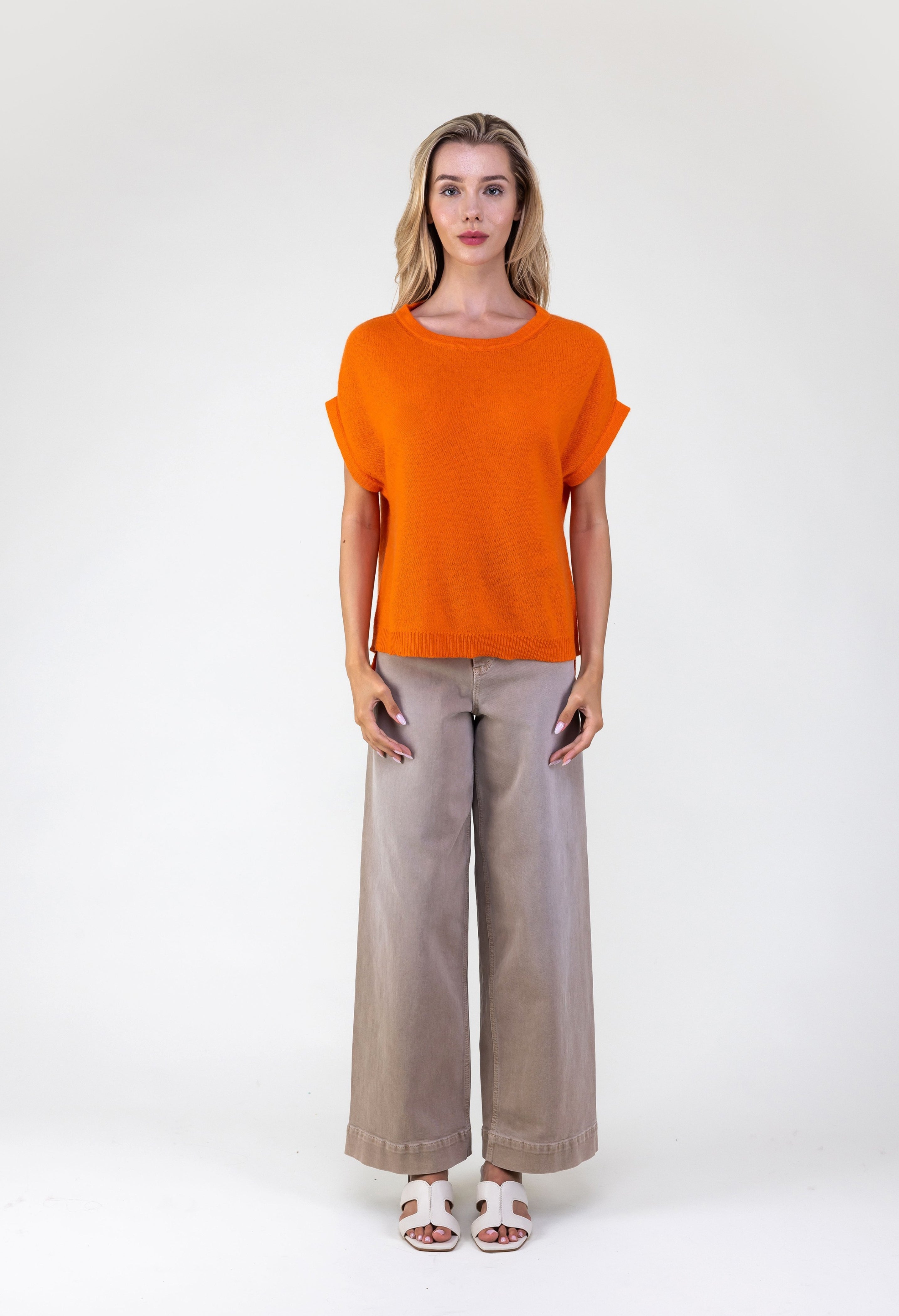 Van Kukil Rolled Sleeve Crewneck Top