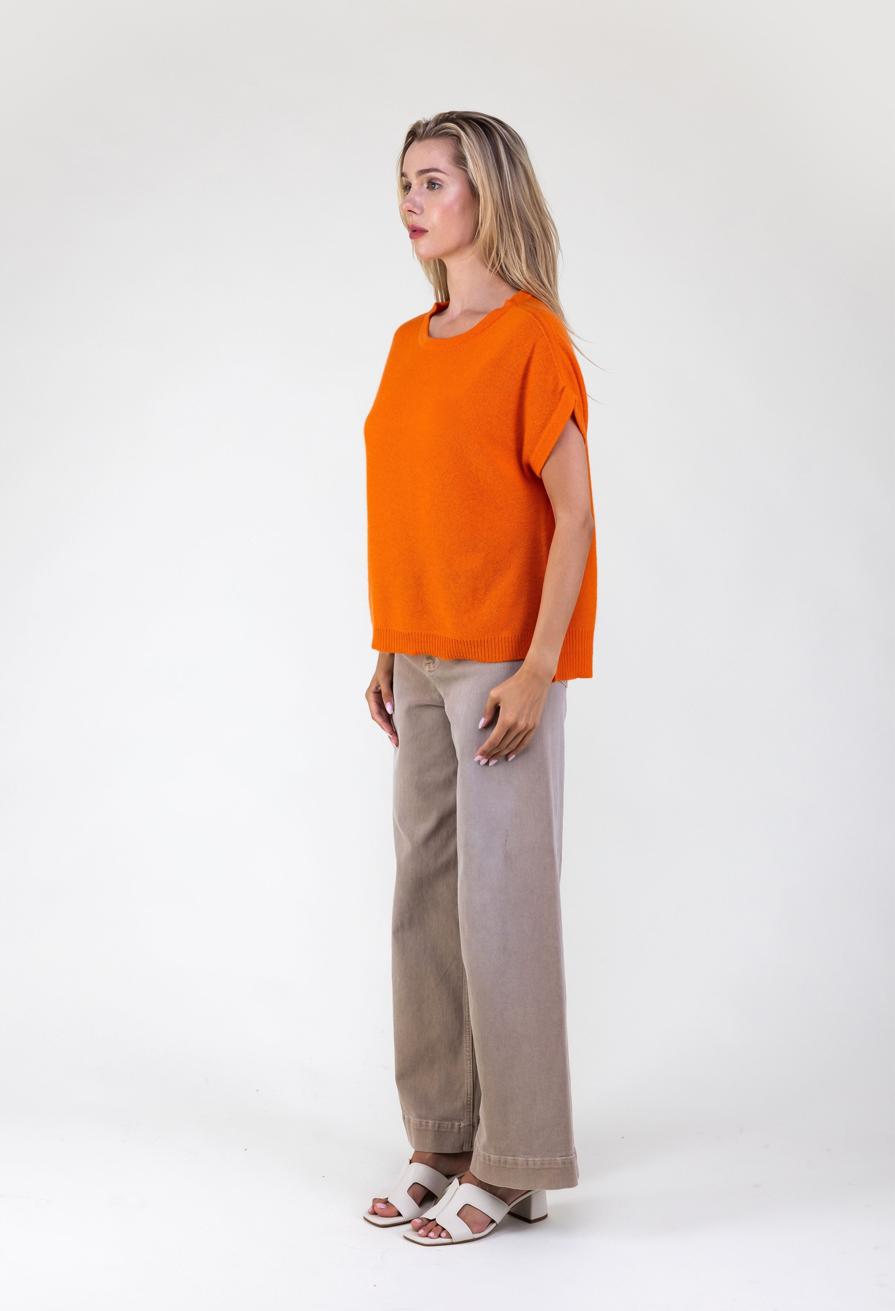 Van Kukil Rolled Sleeve Crewneck Top