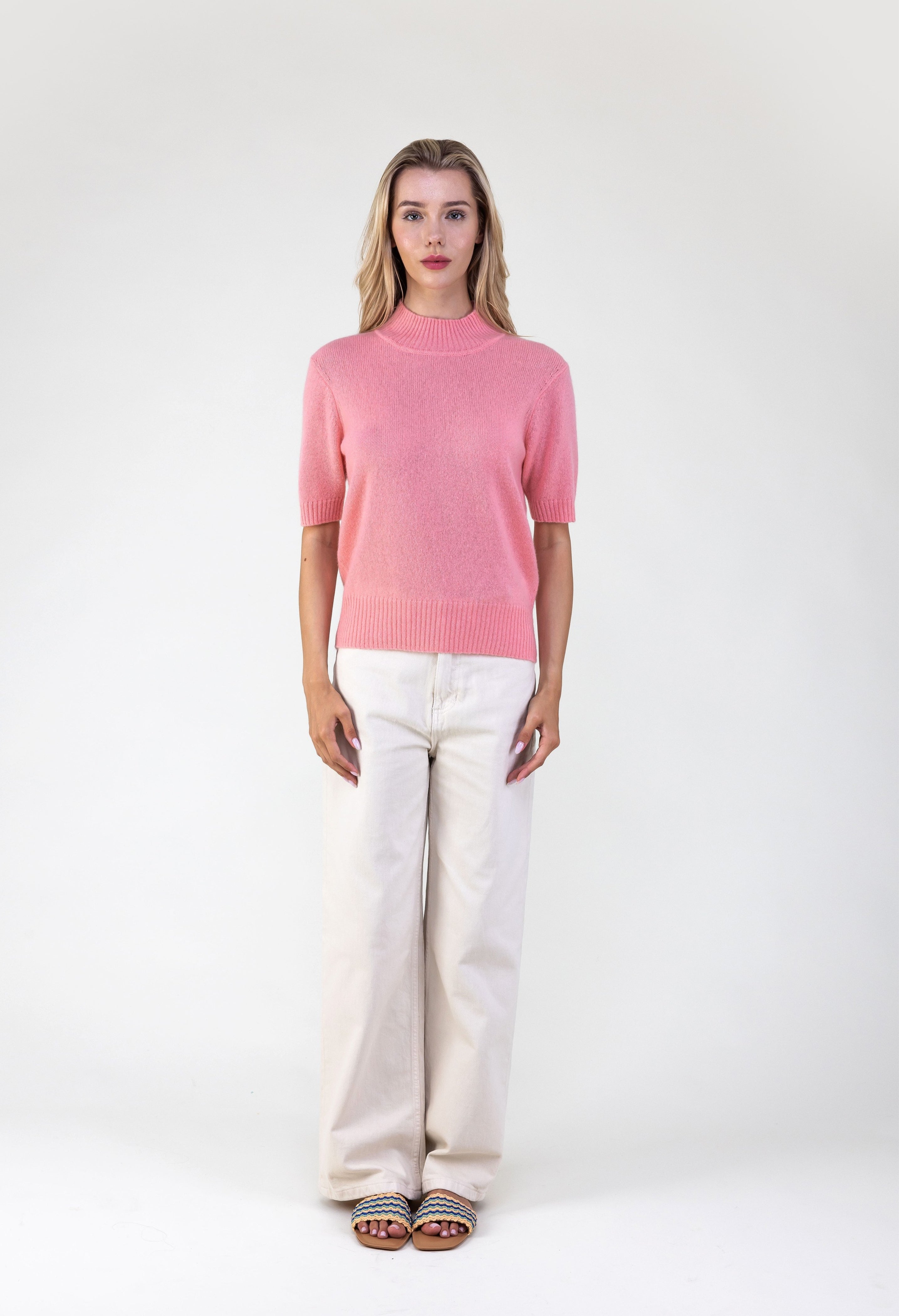 Van Kukil Mock Neck Short Sleeve Sweater