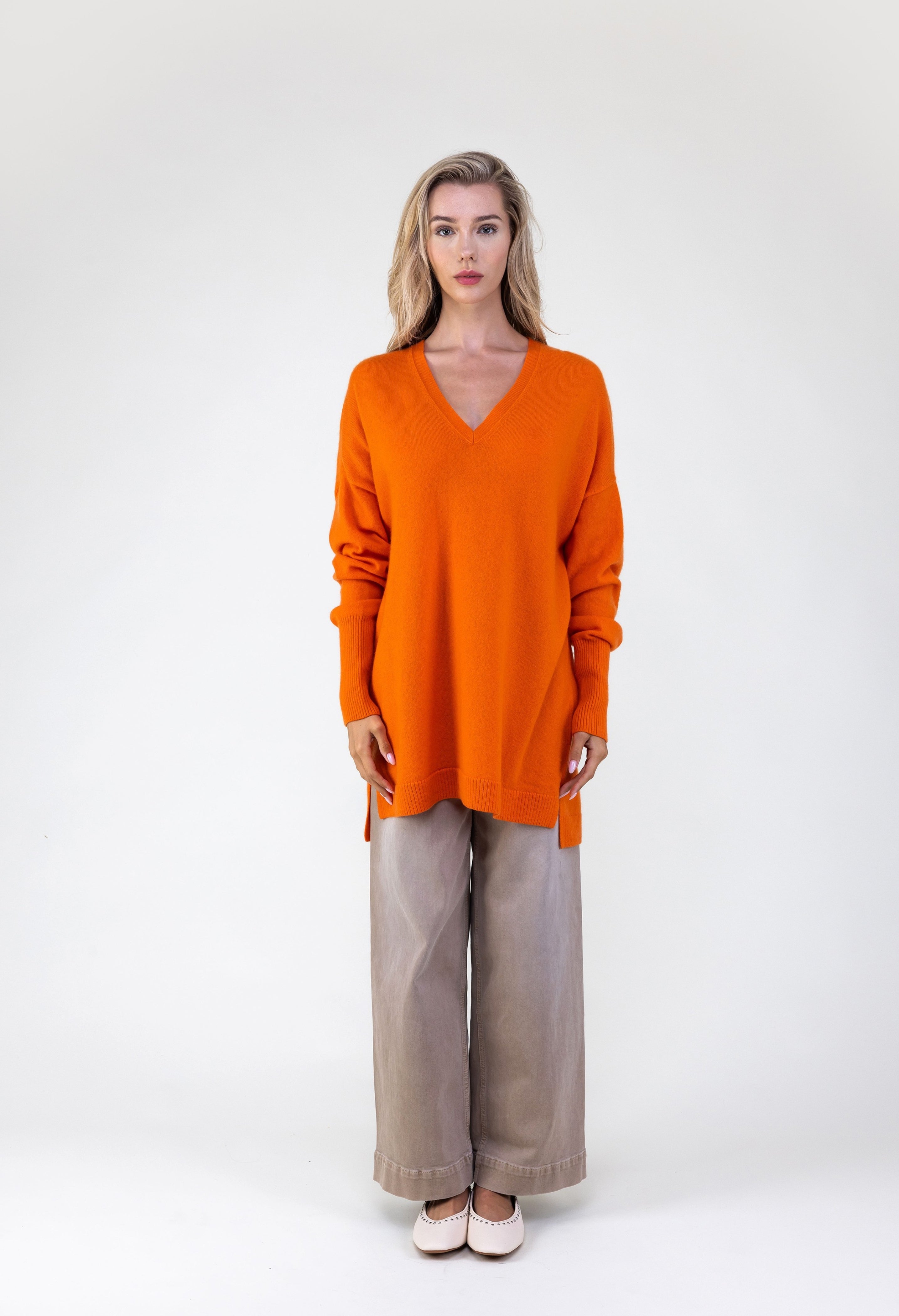 Van Kukil Cashmere Oversized V-Neck Sweater